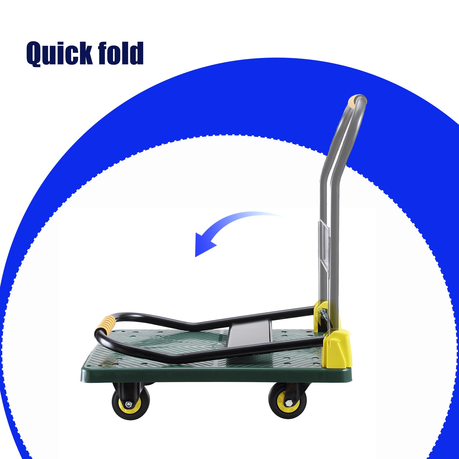 Carretilla de mano plegable de plástico verde con capacidad de 440 lb y 4 ruedas Siavonce FZ-D0102HRIMPX