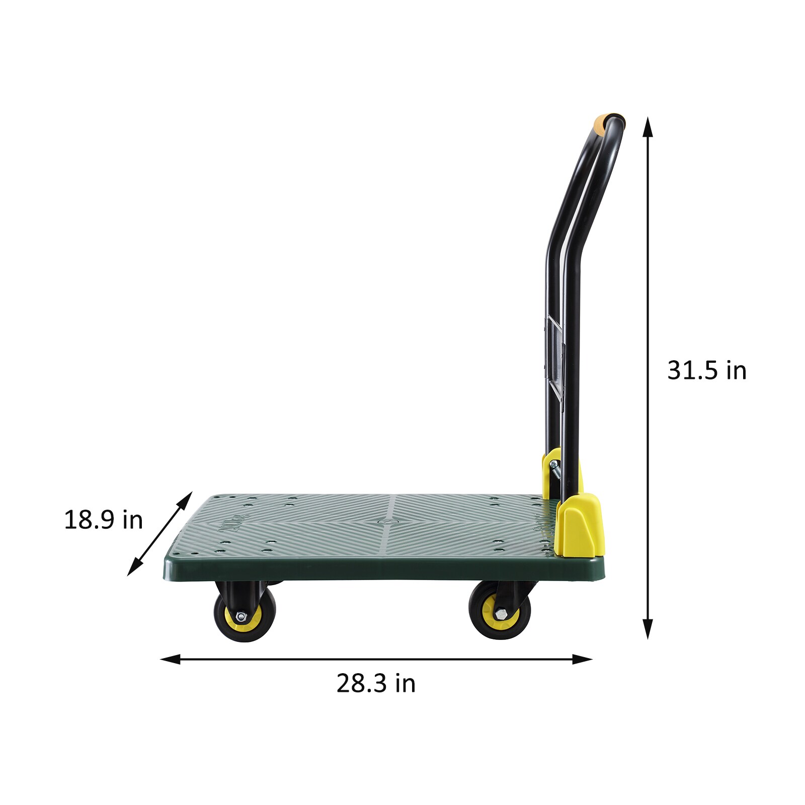 Carretilla de mano plegable de plástico verde con capacidad de 440 lb y 4 ruedas Siavonce FZ-D0102HRIMPX