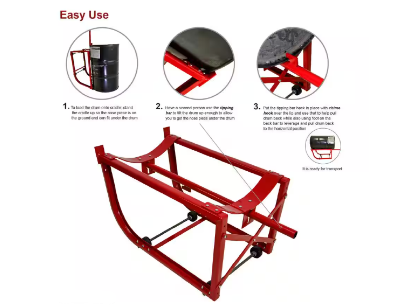 Carrito de acero rojo de 4 ruedas con capacidad de 800 libras Milwaukee DC40158