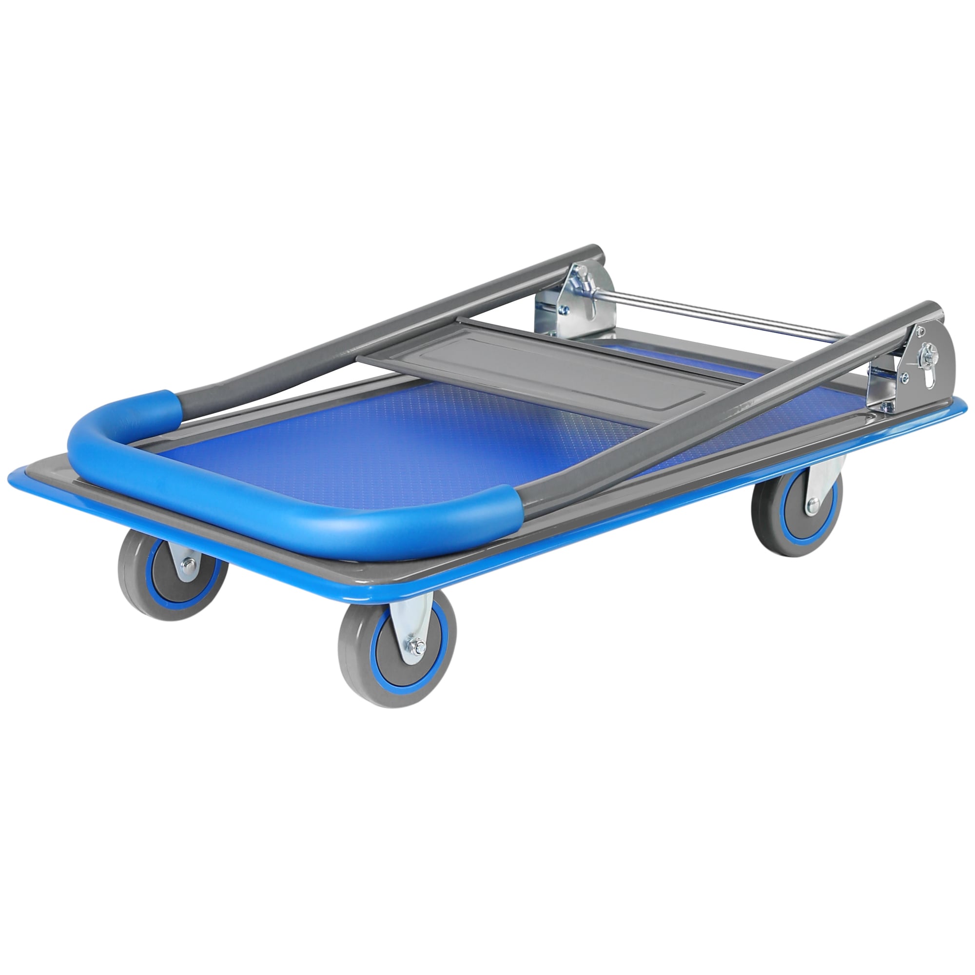 Carretilla de plataforma de servicio estándar de acero azul con capacidad de 330 libras y 4 ruedas Kahomvis YS-QPW1-275