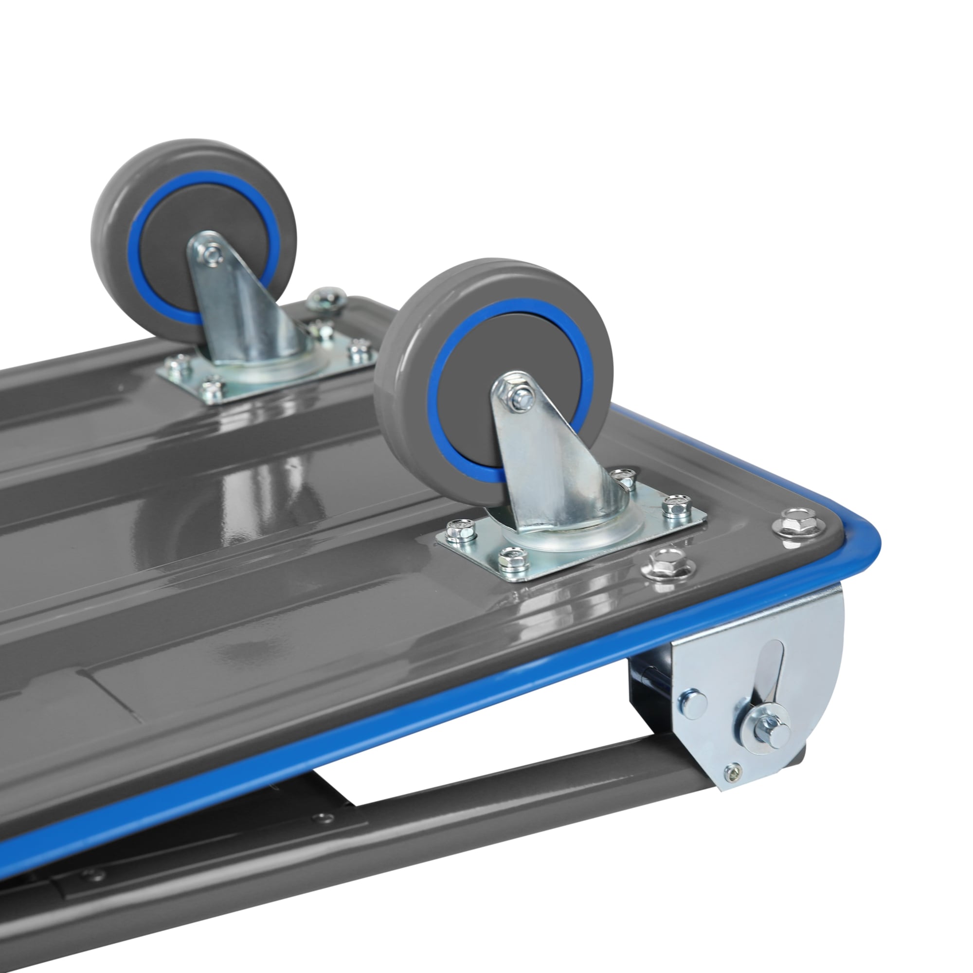 Carretilla de plataforma de servicio estándar de acero azul con capacidad de 330 libras y 4 ruedas Kahomvis YS-QPW1-275