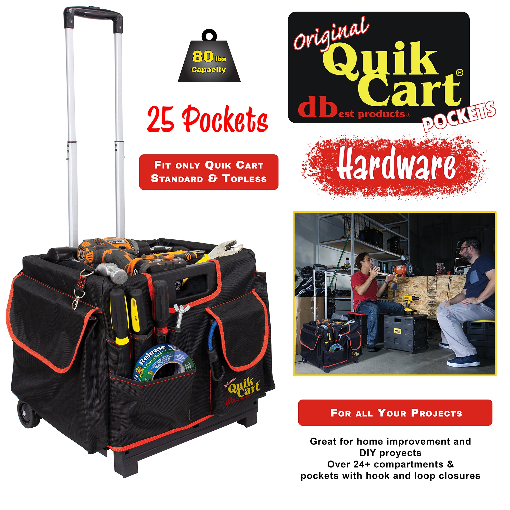 Carrito de Polipropileno Negro de 2 Ruedas con Capacidad de 80 libras de dbest products 01-802