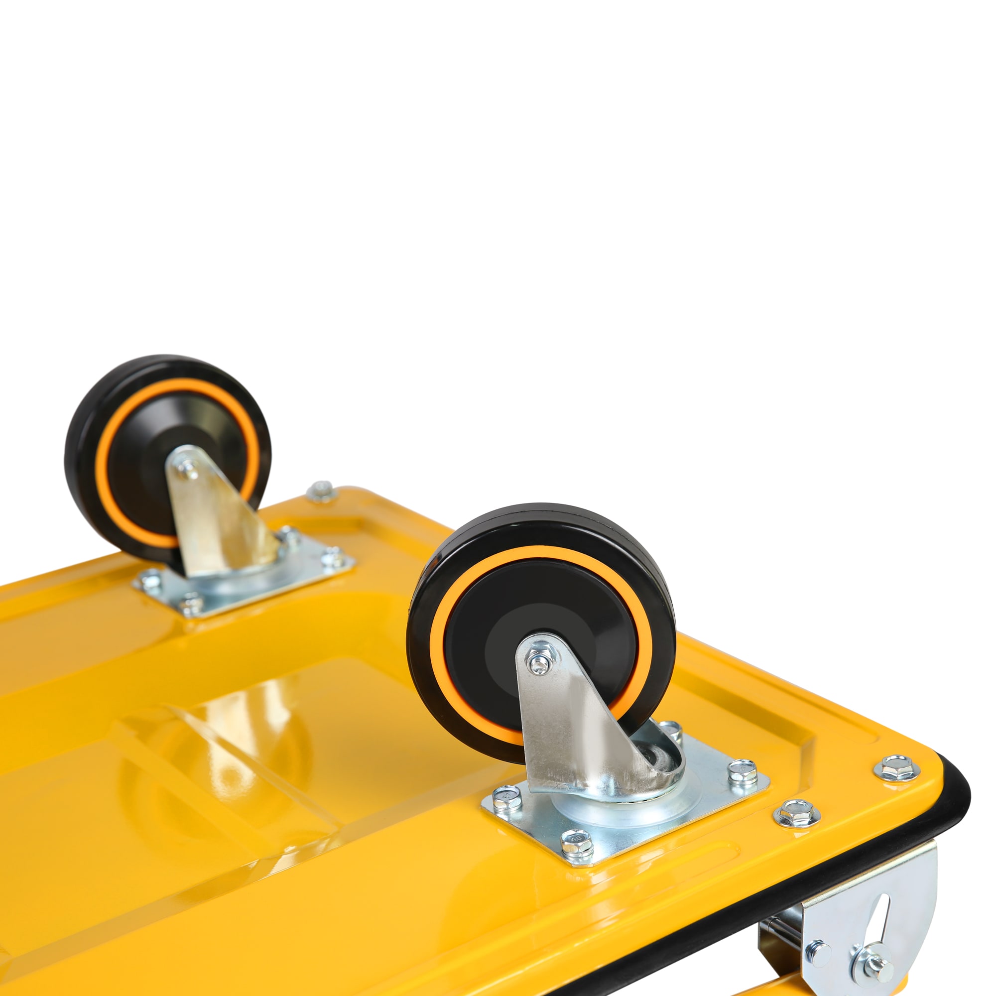 Carretilla de plataforma amarilla de servicio estándar con capacidad para 660 libras de Kahomvis con 4 ruedas. YS-QPW1-278
