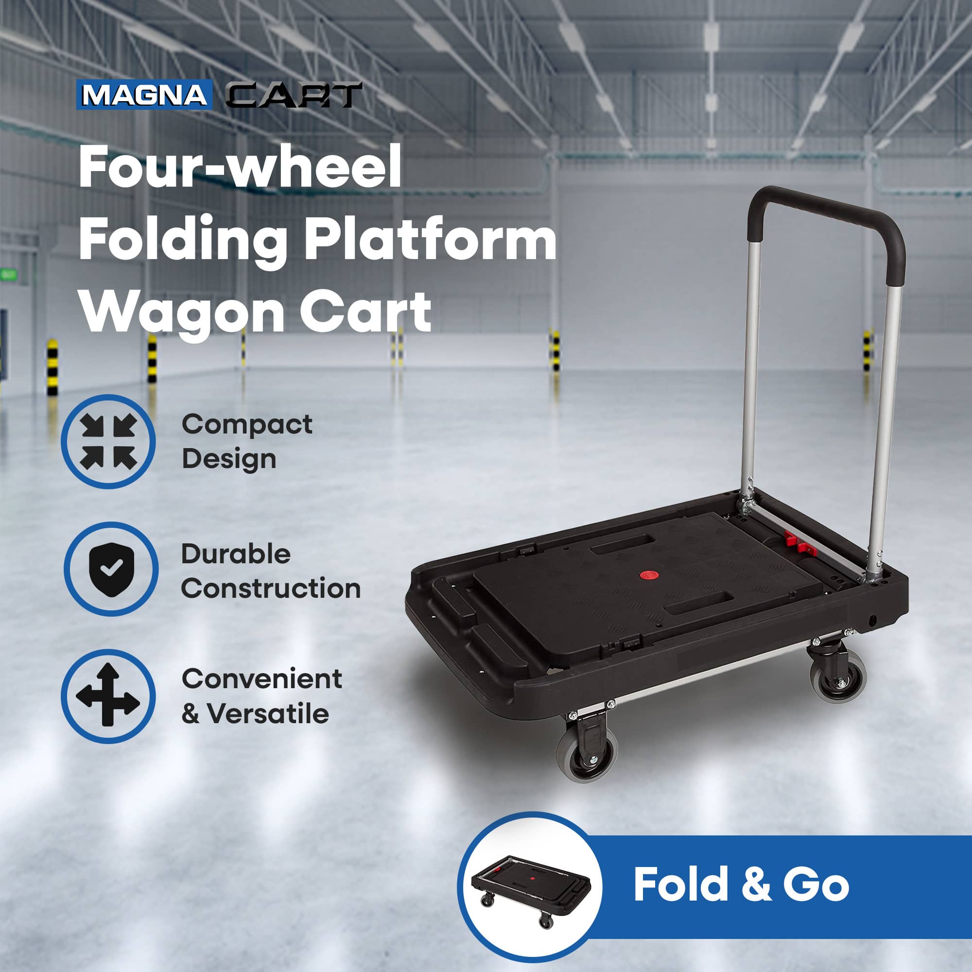 Carretilla plegable MAGNA CART con plataforma y ruedas para carga de 500 libras 274252