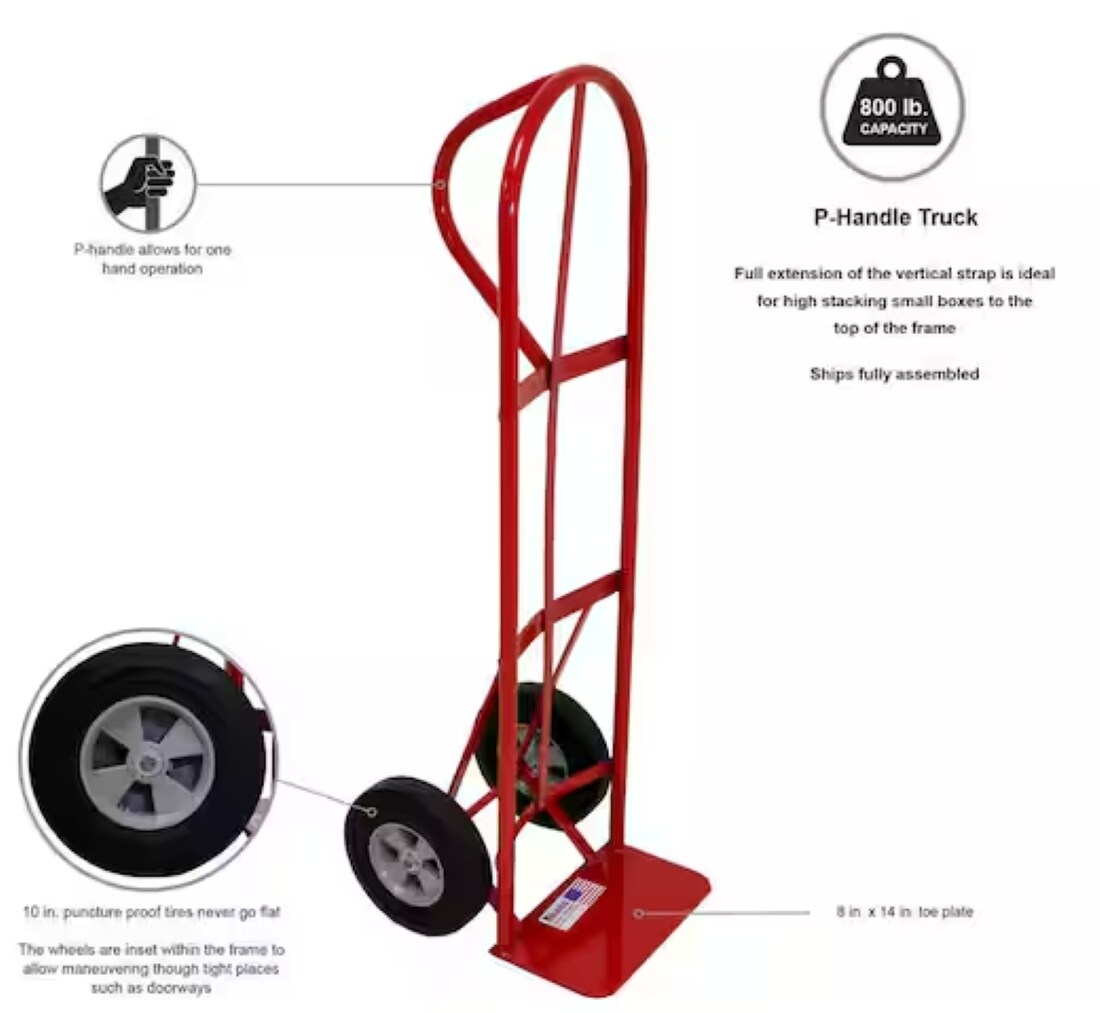 Carretilla de mano de acero rojo pesada con capacidad de 800 libras y 2 ruedas Milwaukee DC47118