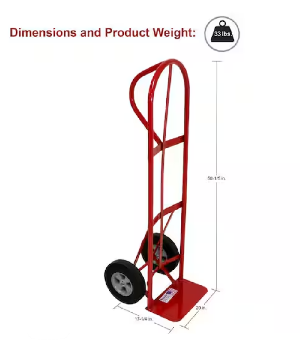 Carretilla de mano de acero rojo pesada con capacidad de 800 libras y 2 ruedas Milwaukee DC47118