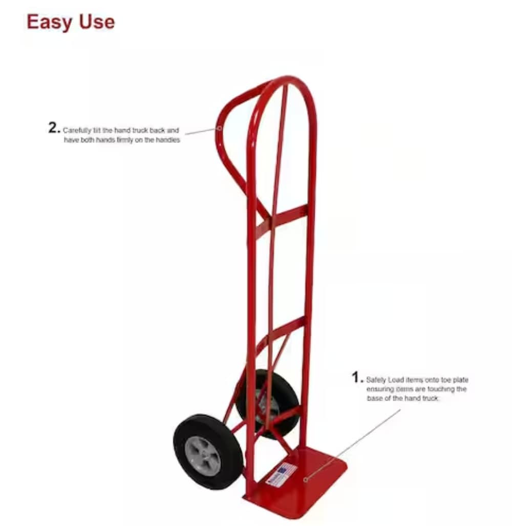 Carretilla de mano de acero rojo pesada con capacidad de 800 libras y 2 ruedas Milwaukee DC47118