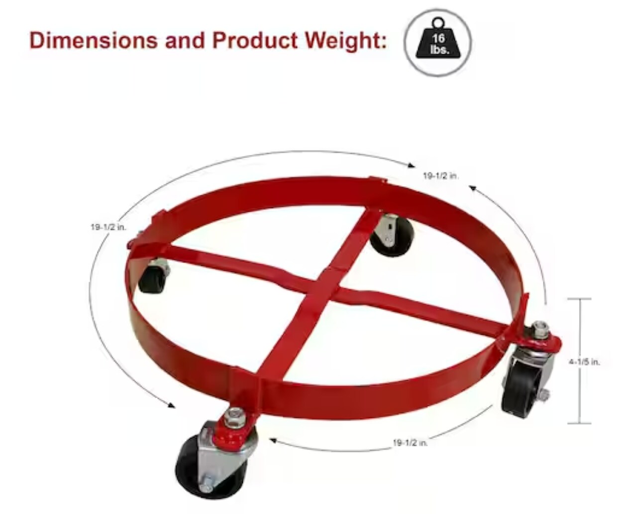 Carretilla de acero roja de 4 ruedas con capacidad de 500 libras de Milwaukee DC40145