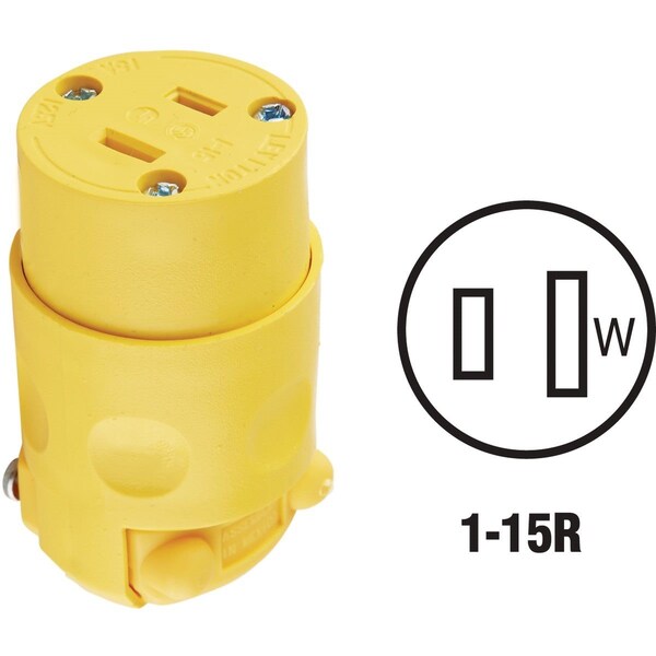 Conector de cable de grado residencial de 15A 125V de 2 hilos y 2 polos Leviton - 115CV