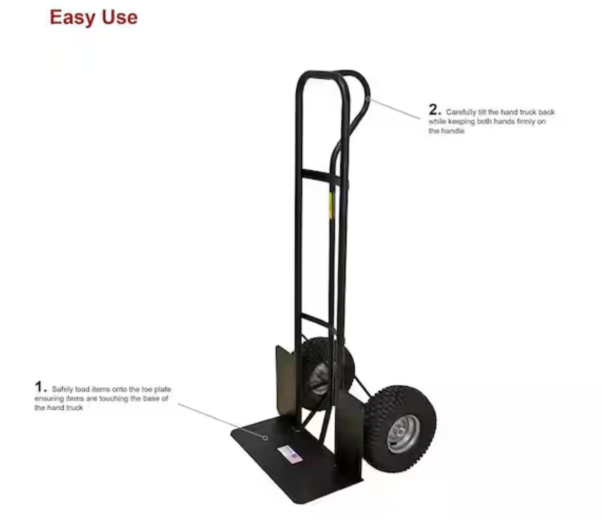 Carretilla de mano de acero negro de alta resistencia con capacidad de 1000 libras de Milwaukee de 2 llantas DC49977