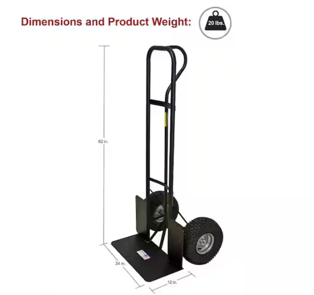 Carretilla de mano de acero negro de alta resistencia con capacidad de 1000 libras de Milwaukee de 2 llantas DC49977