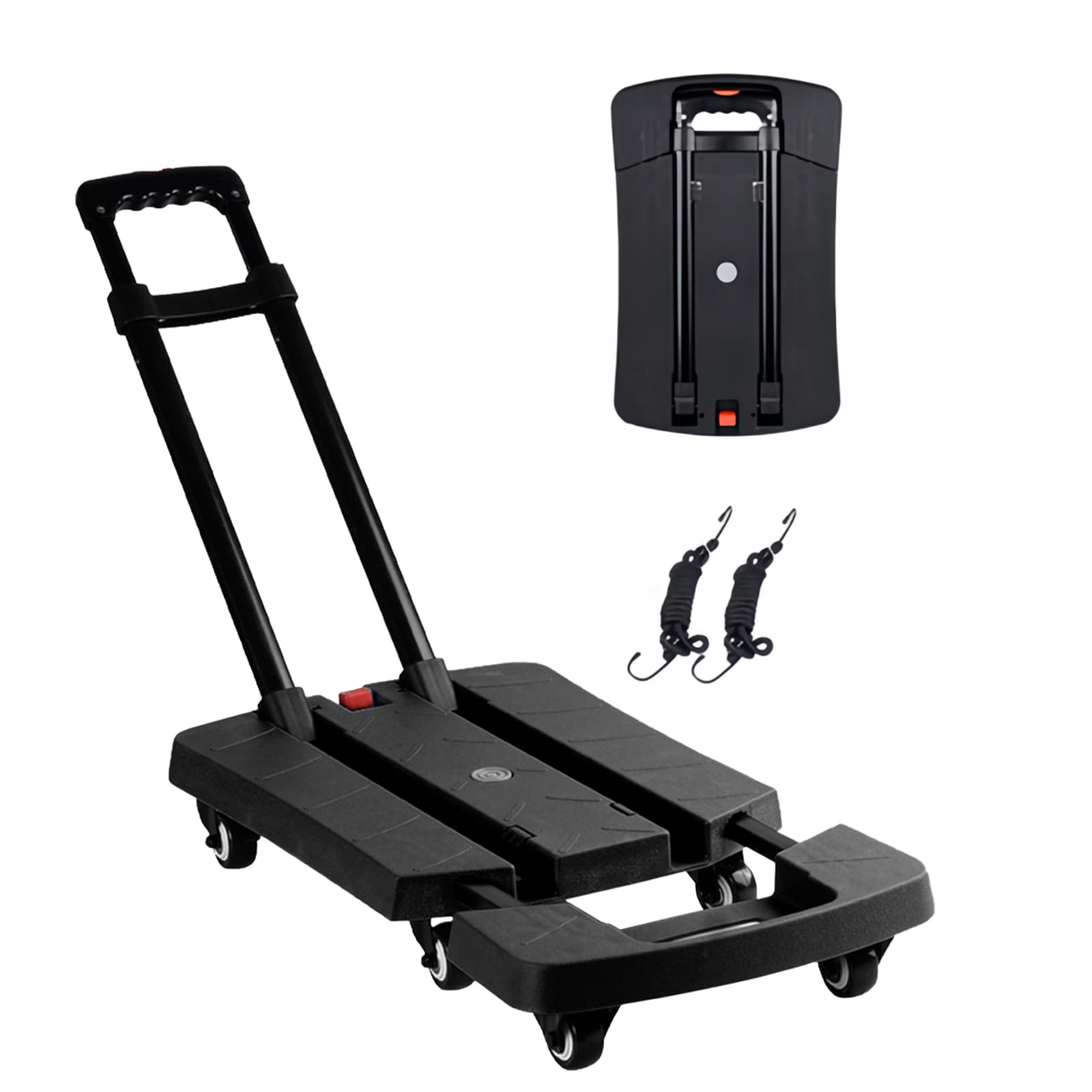 Carretilla plegable de aluminio negro Maocao Hoom con capacidad de 330 lb y 6 ruedas BH99590