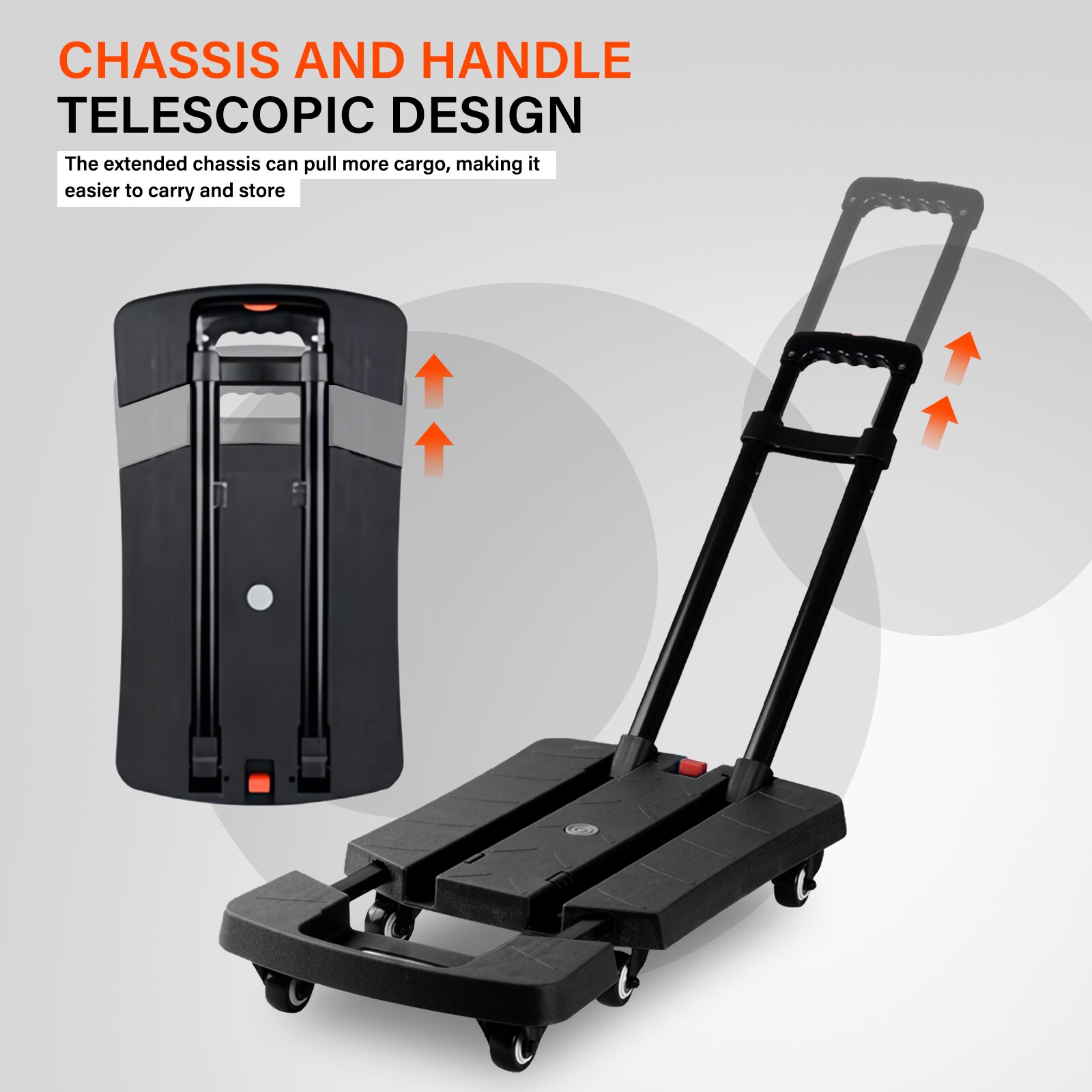 Carretilla plegable de aluminio negro Maocao Hoom con capacidad de 330 lb y 6 ruedas BH99590