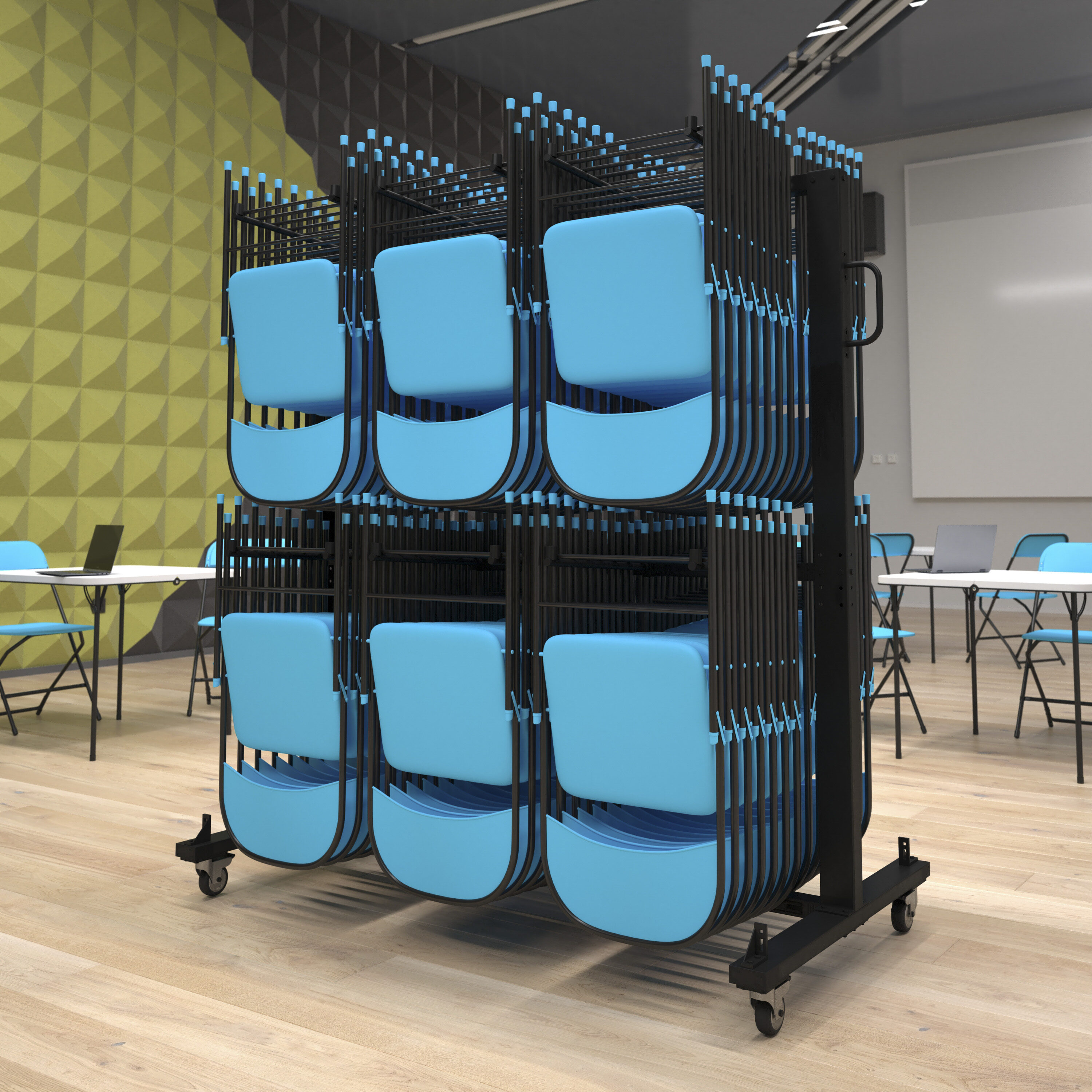 Carrito para muebles de acero negro de 4 ruedas con capacidad de 660 libras de Flash Furniture