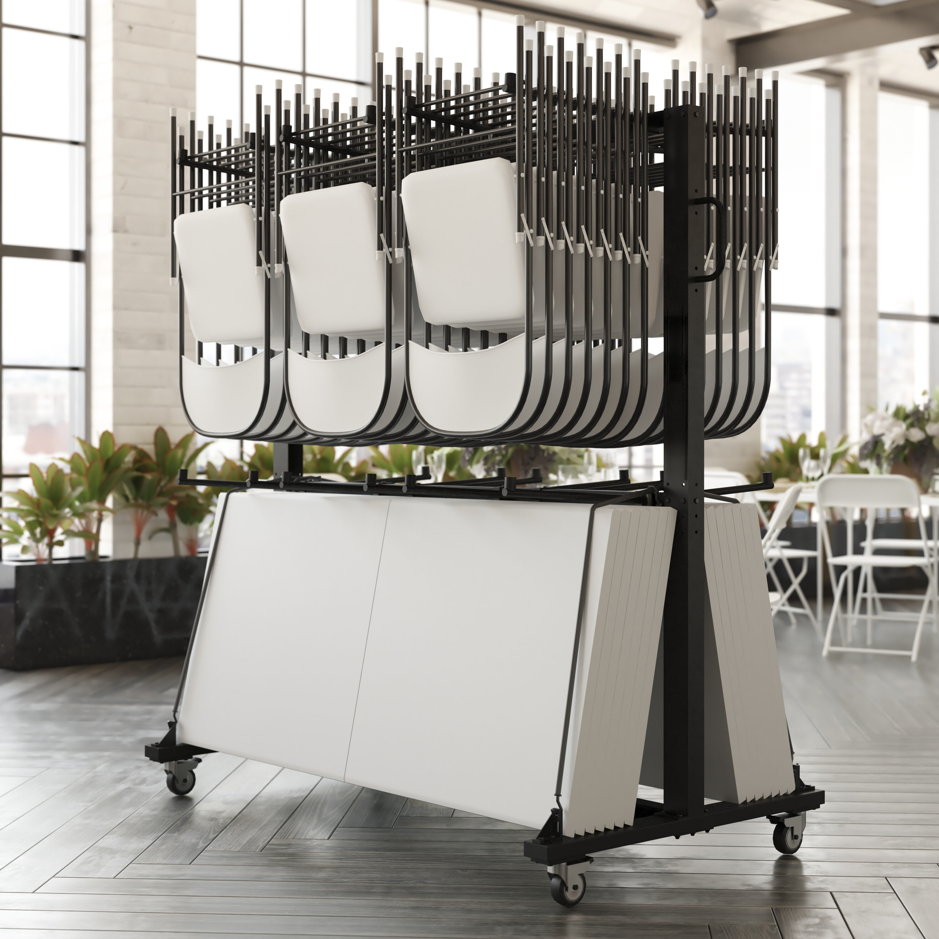 Carrito para muebles de acero negro de 4 ruedas con capacidad de 660 libras de Flash Furniture