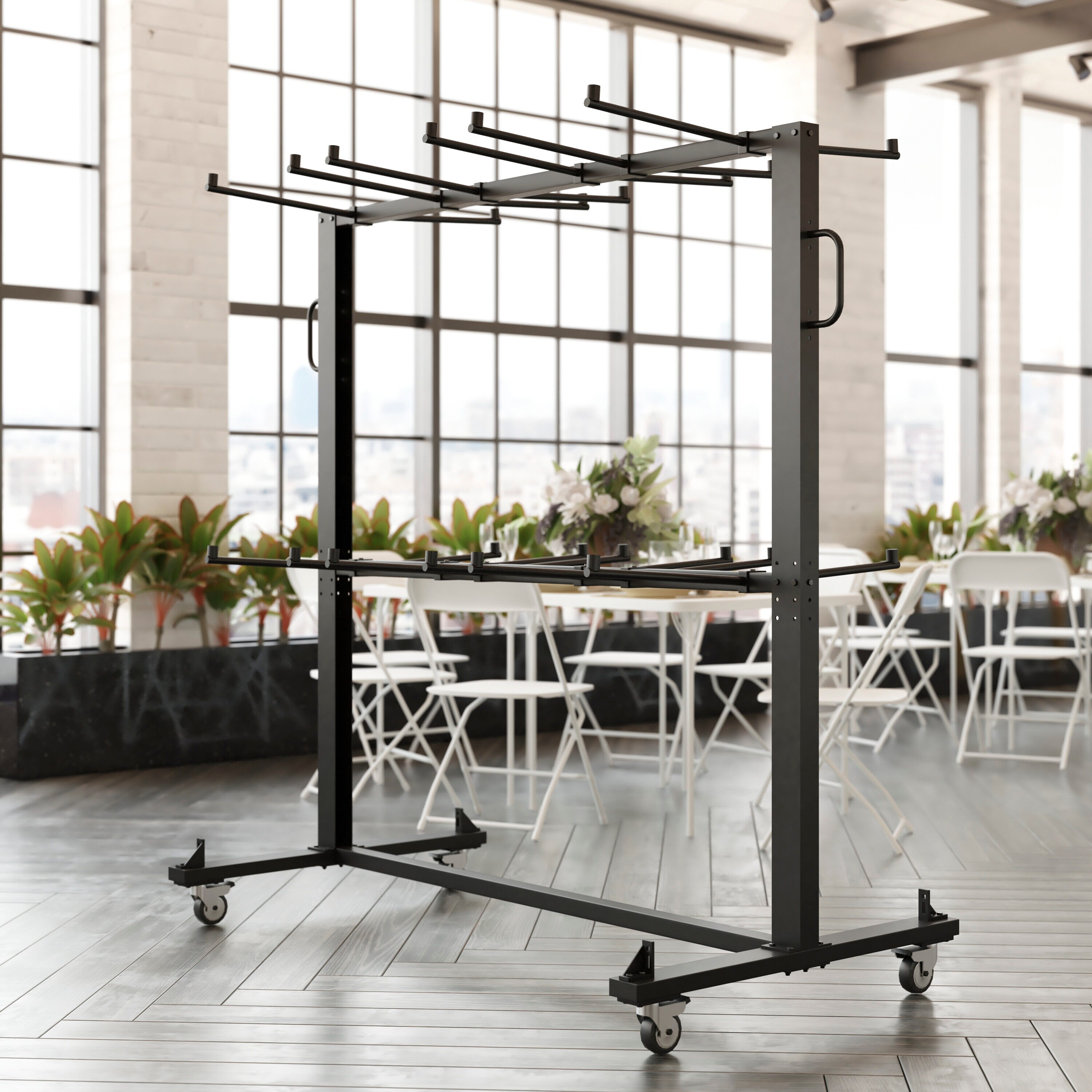 Carrito para muebles de acero negro de 4 ruedas con capacidad de 660 libras de Flash Furniture