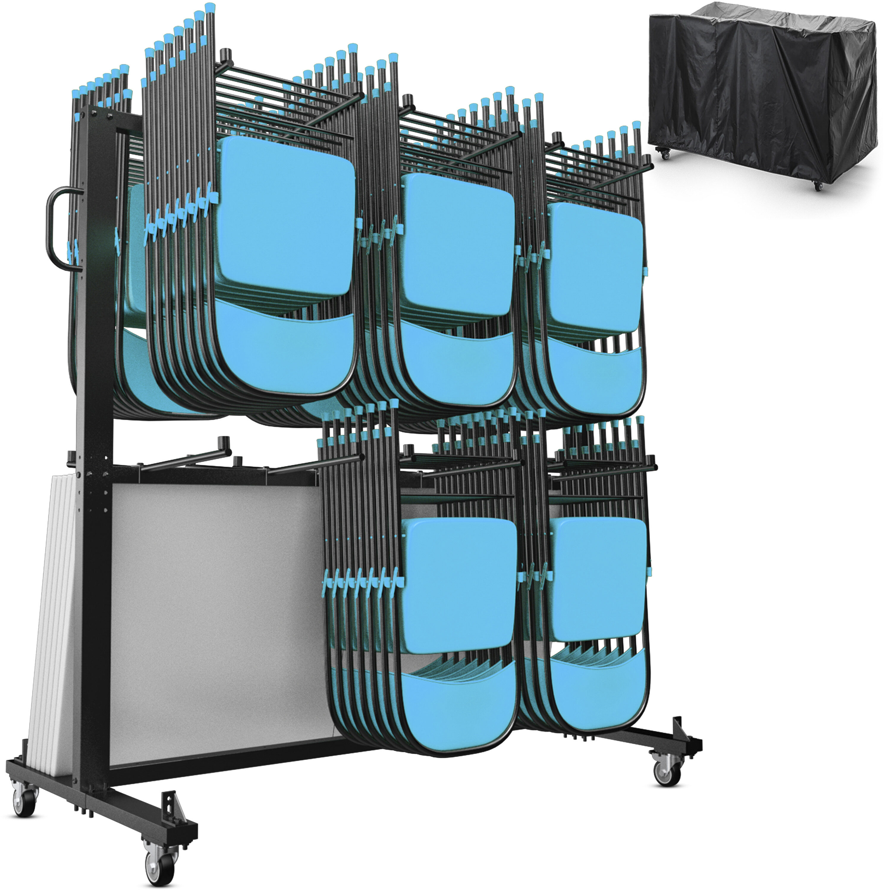 Carrito para muebles de acero negro de 4 ruedas con capacidad de 660 libras de Flash Furniture