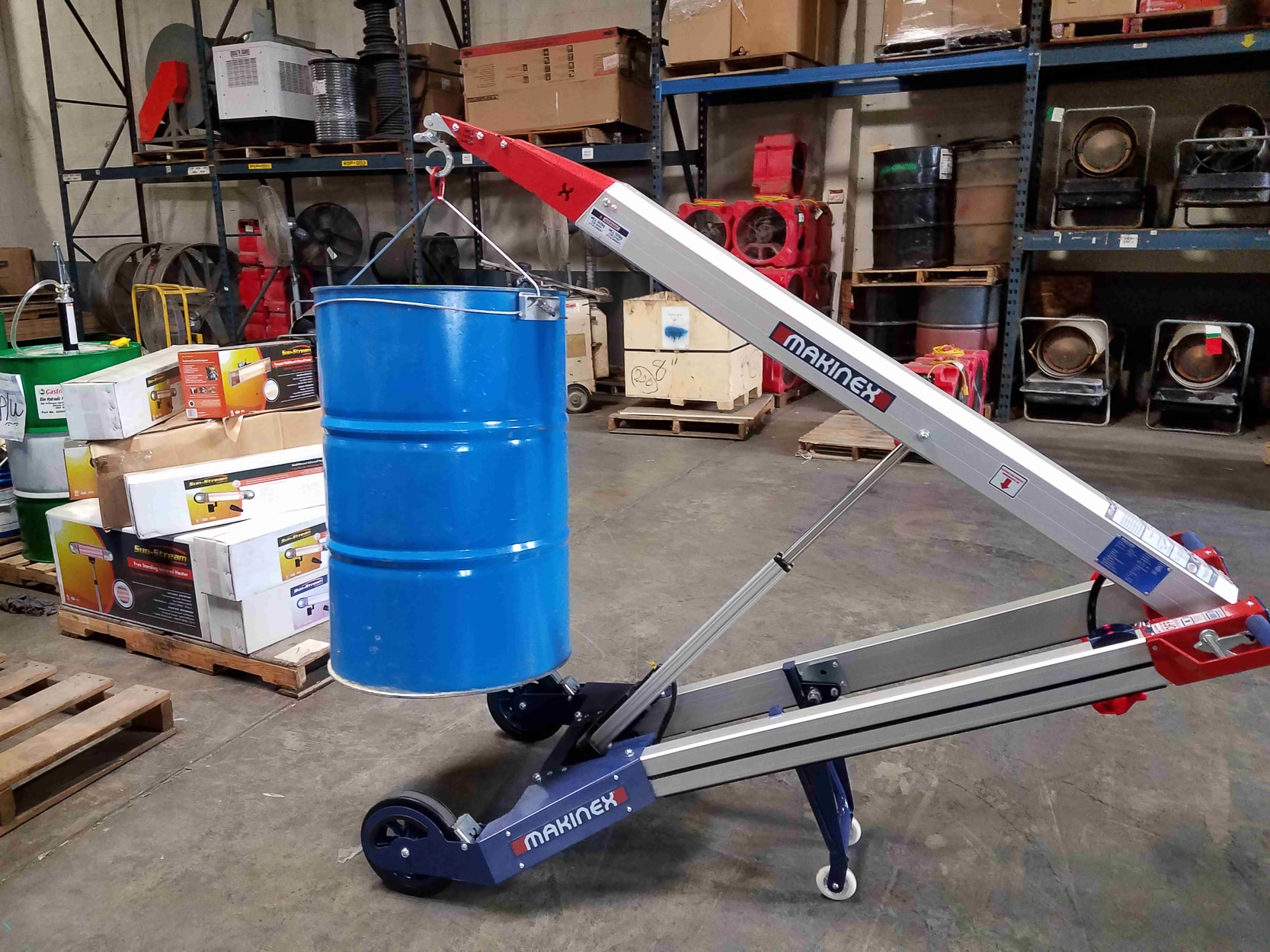 Carretilla de mano plegable de aluminio azul con capacidad de 309 libras y 4 ruedas Makinex PHT2-140-US