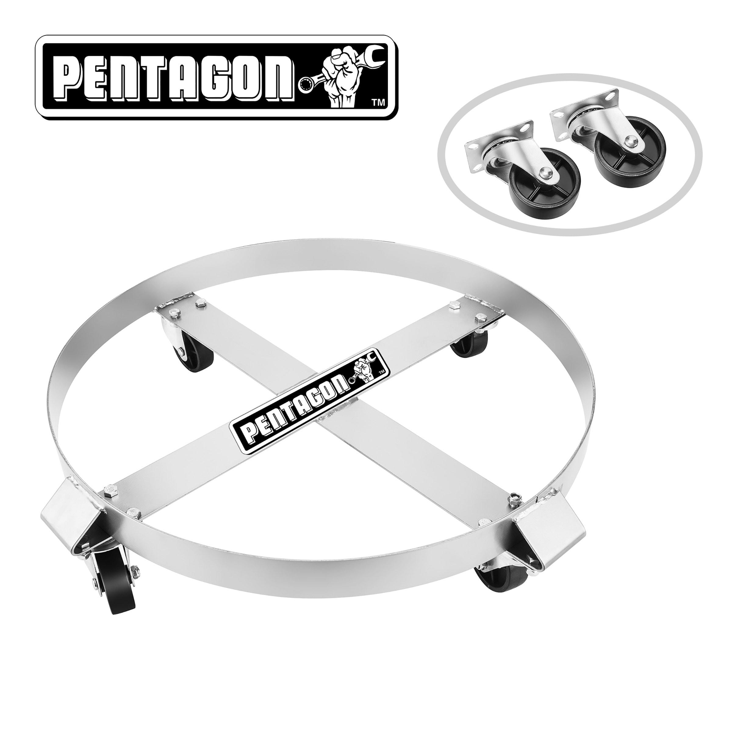 Dolly de acero plateado de 4 ruedas con capacidad de 1000 libras de Fleming Supply 657326AGO