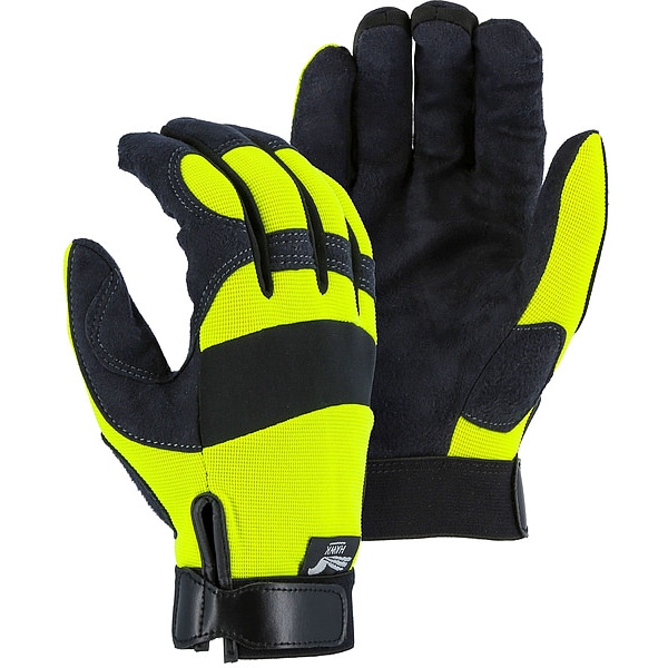 Guante Majestic Glove, dorso de alta visibilidad, negro/amarillo, 2XL, pieza unitaria - 2137HY/12