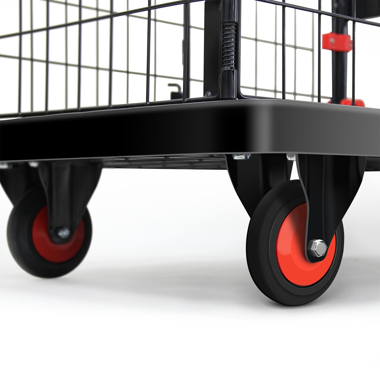 Carretilla de mano plegable de plástico negro con capacidad de 330 libras y 4 ruedas Kahomvis COS-QPW1-010