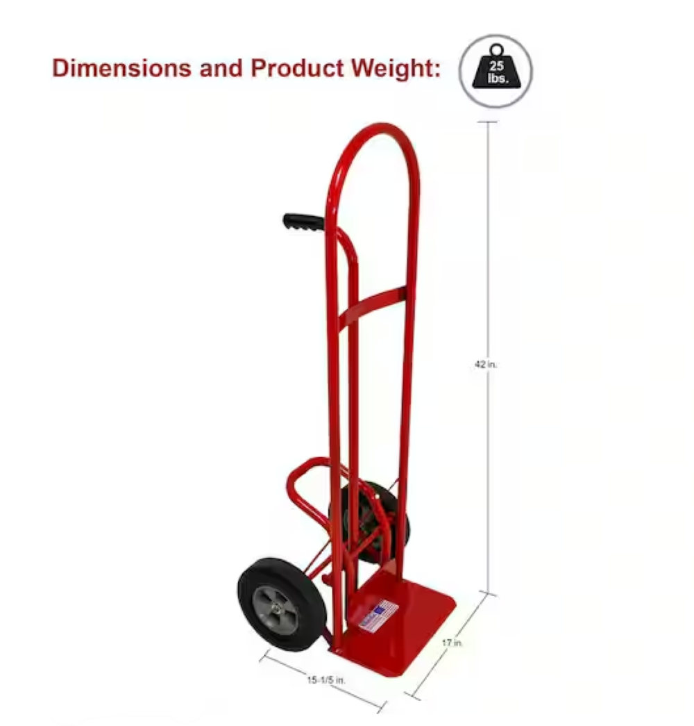 Carretilla de mano estándar de acero rojo con capacidad de 800 lbs y 2 ruedas Milwaukee DC47025