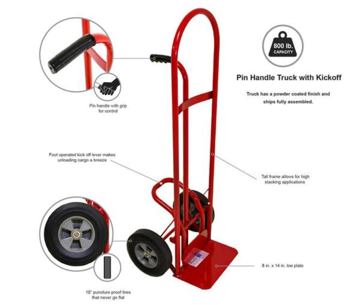 Carretilla de mano estándar de acero rojo con capacidad de 800 lbs y 2 ruedas Milwaukee DC47025