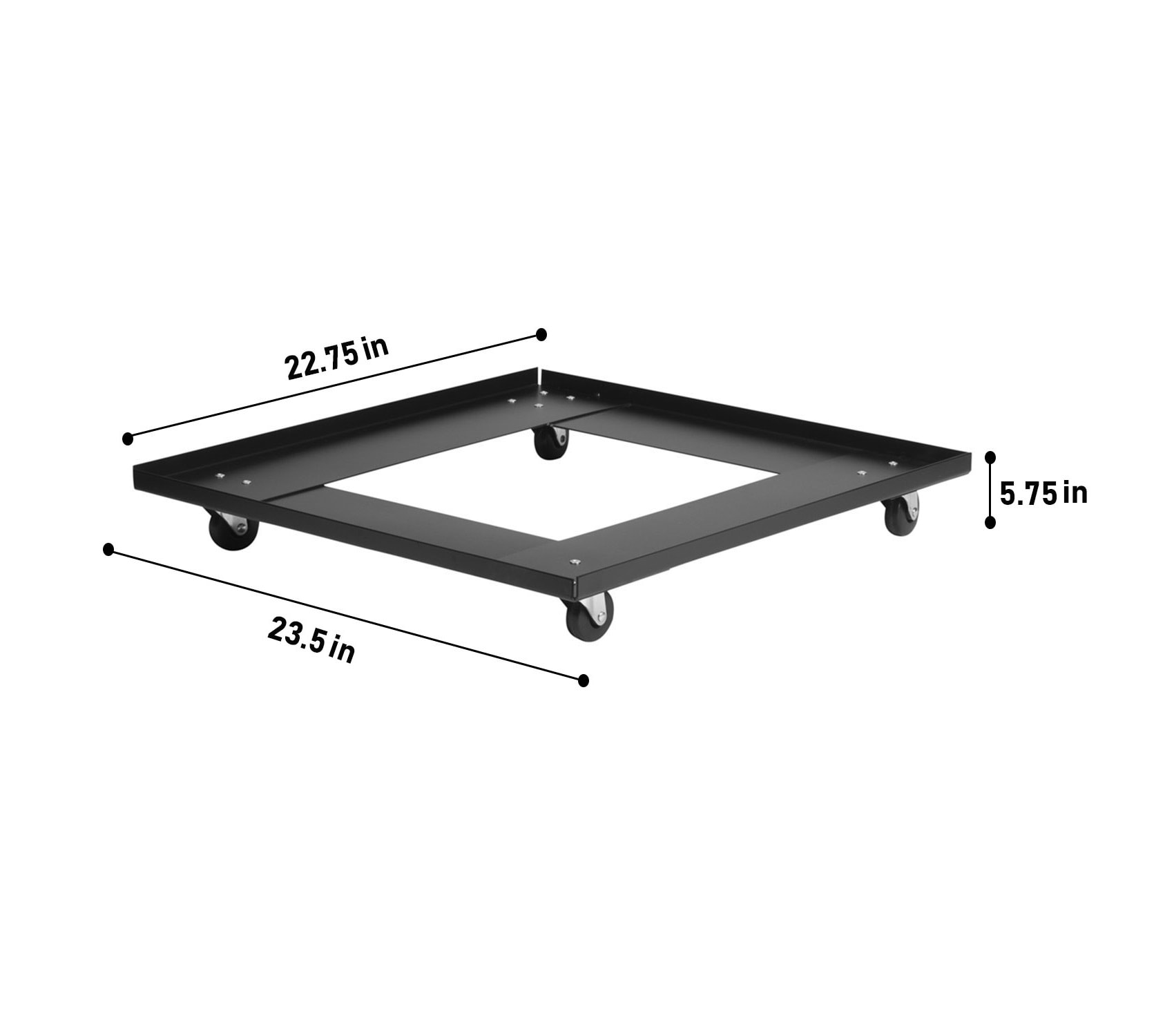 Carretilla de acero negra de 4 ruedas con capacidad de 265 libras de Hampden Furnishings HMDDL81
