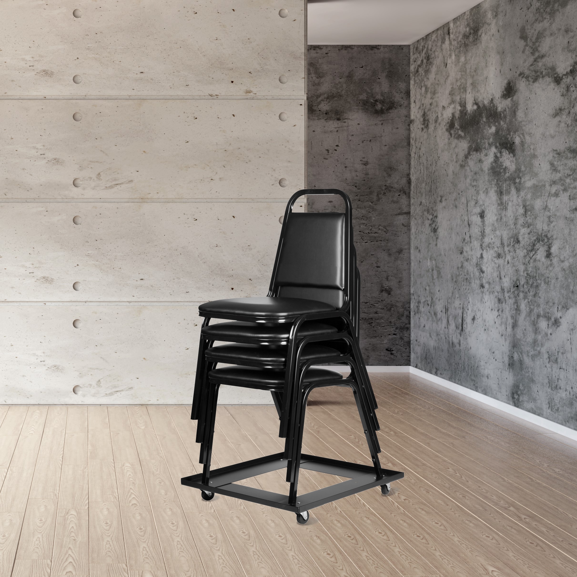 Carretilla de acero negra de 4 ruedas con capacidad de 265 libras de Hampden Furnishings HMDDL81