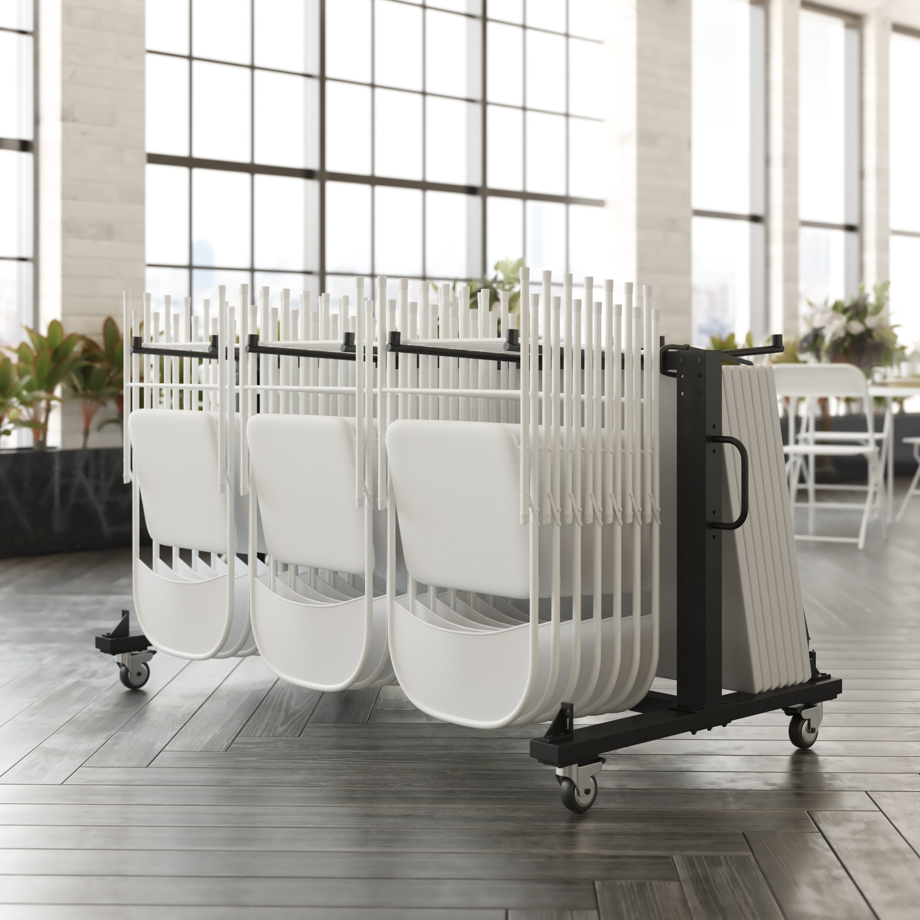 Carrito de carga de muebles de acero negro de 4 ruedas con capacidad de 330 libras Flash Furniture 196861022180