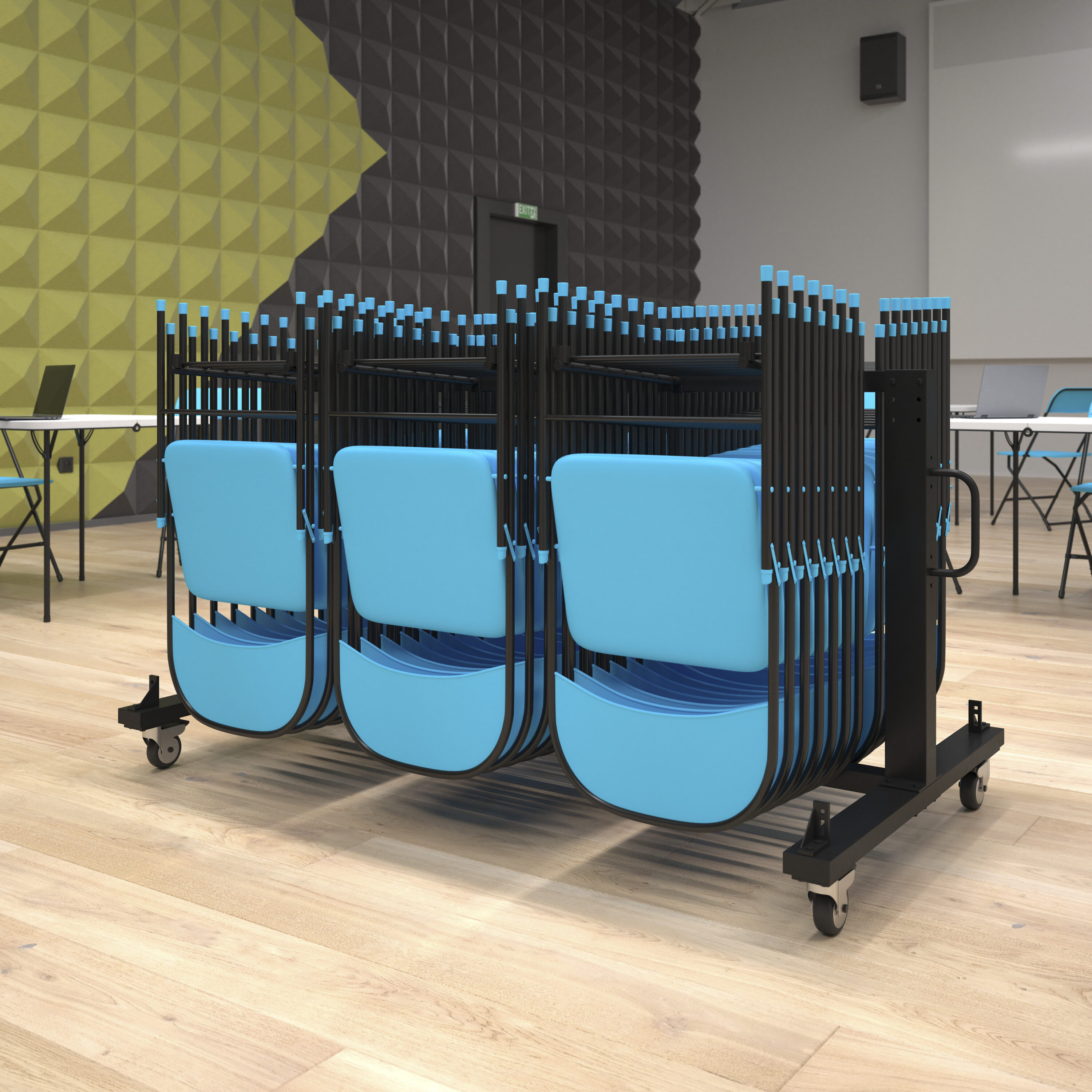 Carrito de carga de muebles de acero negro de 4 ruedas con capacidad de 330 libras Flash Furniture 196861022180