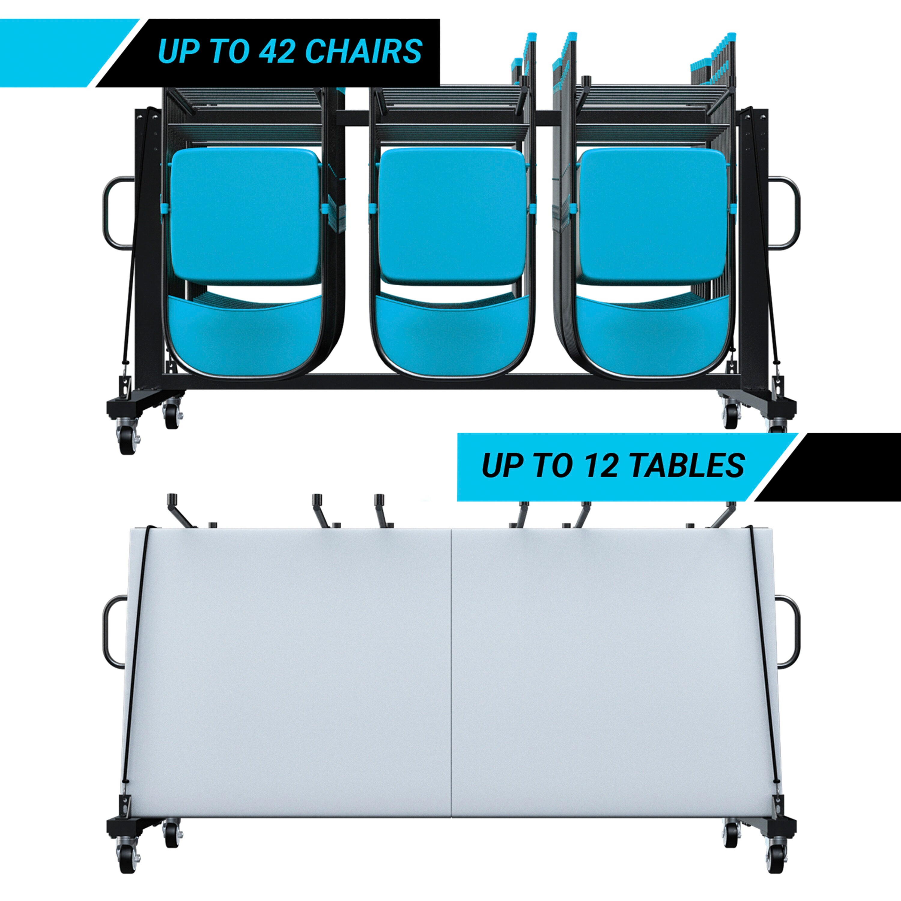Carrito de carga de muebles de acero negro de 4 ruedas con capacidad de 330 libras Flash Furniture 196861022180