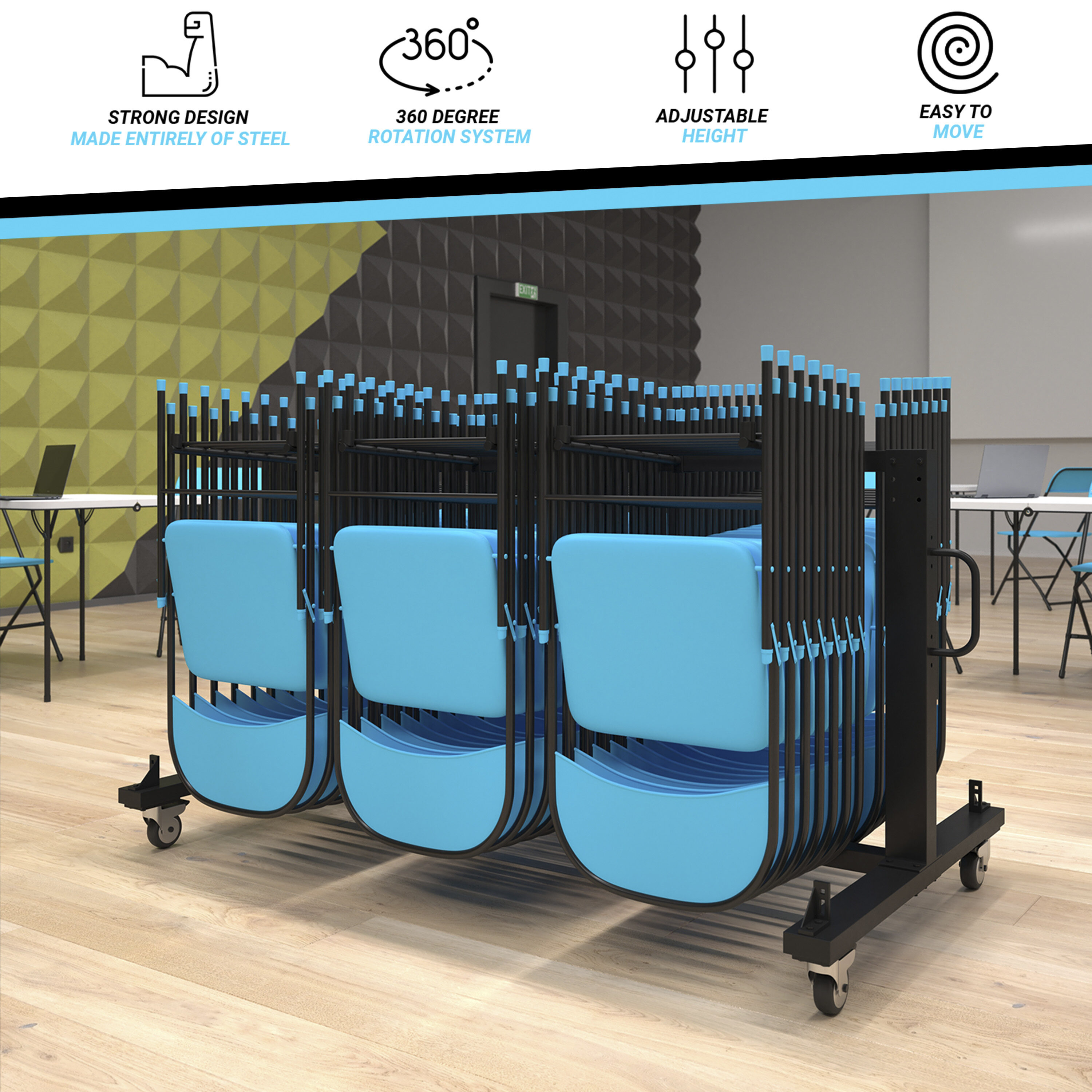 Carrito de carga de muebles de acero negro de 4 ruedas con capacidad de 330 libras Flash Furniture 196861022180