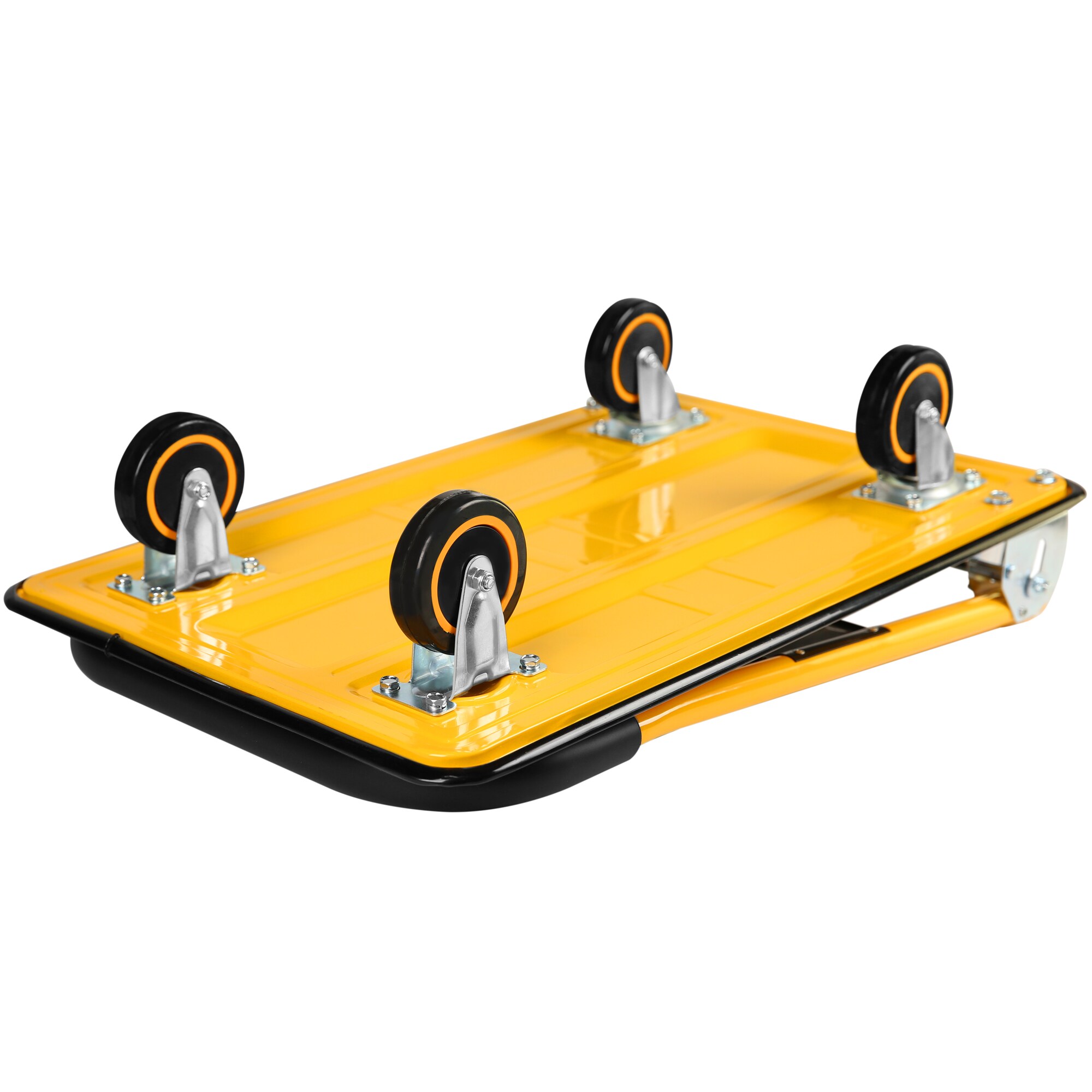 Carretilla de plataforma de acero amarilla de servicio estándar de 4 ruedas con capacidad de 330 lbs Kahomvis YS-QPW1-270.