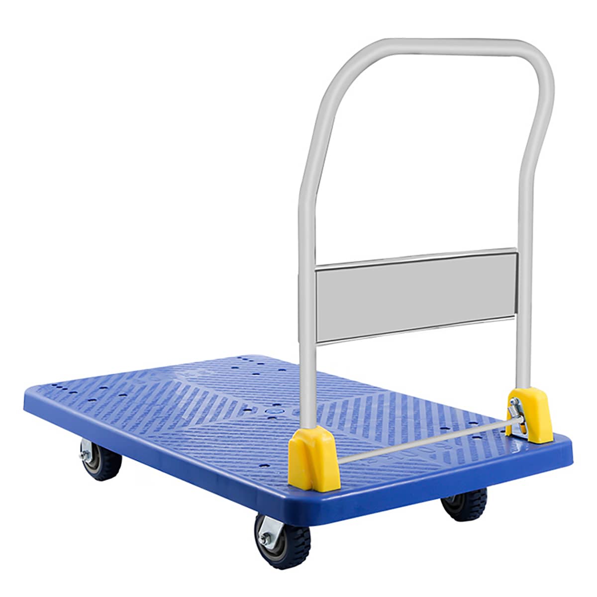 Carretilla de mano plegable de acero azul con capacidad de 1320 libras y 4 ruedas Kahomvis DHS-QPW1-7861