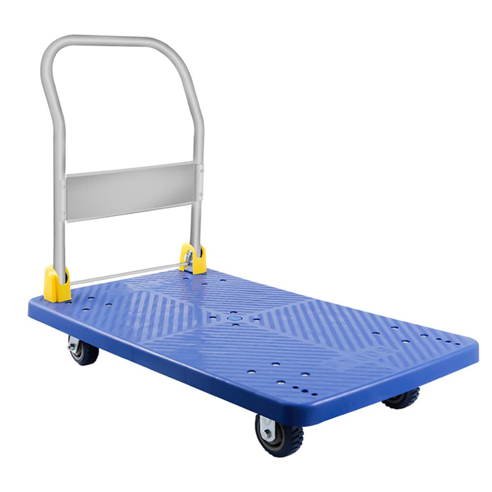 Carretilla de mano plegable de acero azul con capacidad de 1320 libras y 4 ruedas Kahomvis DHS-QPW1-7861