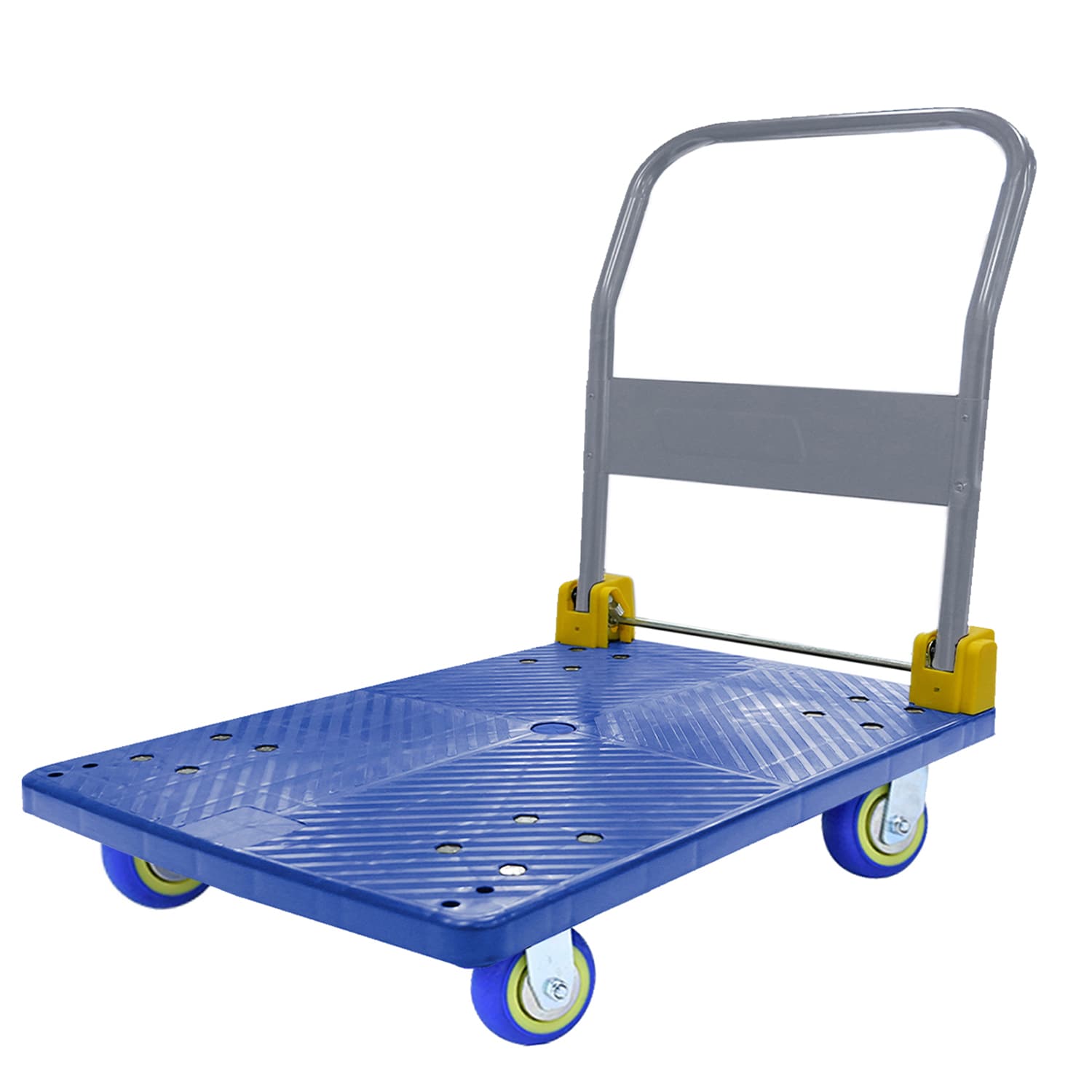 Carretilla de plataforma resistente de acero azul con capacidad para 1320 libras y 4 ruedas Kahomvis COS-QPW1-009.
