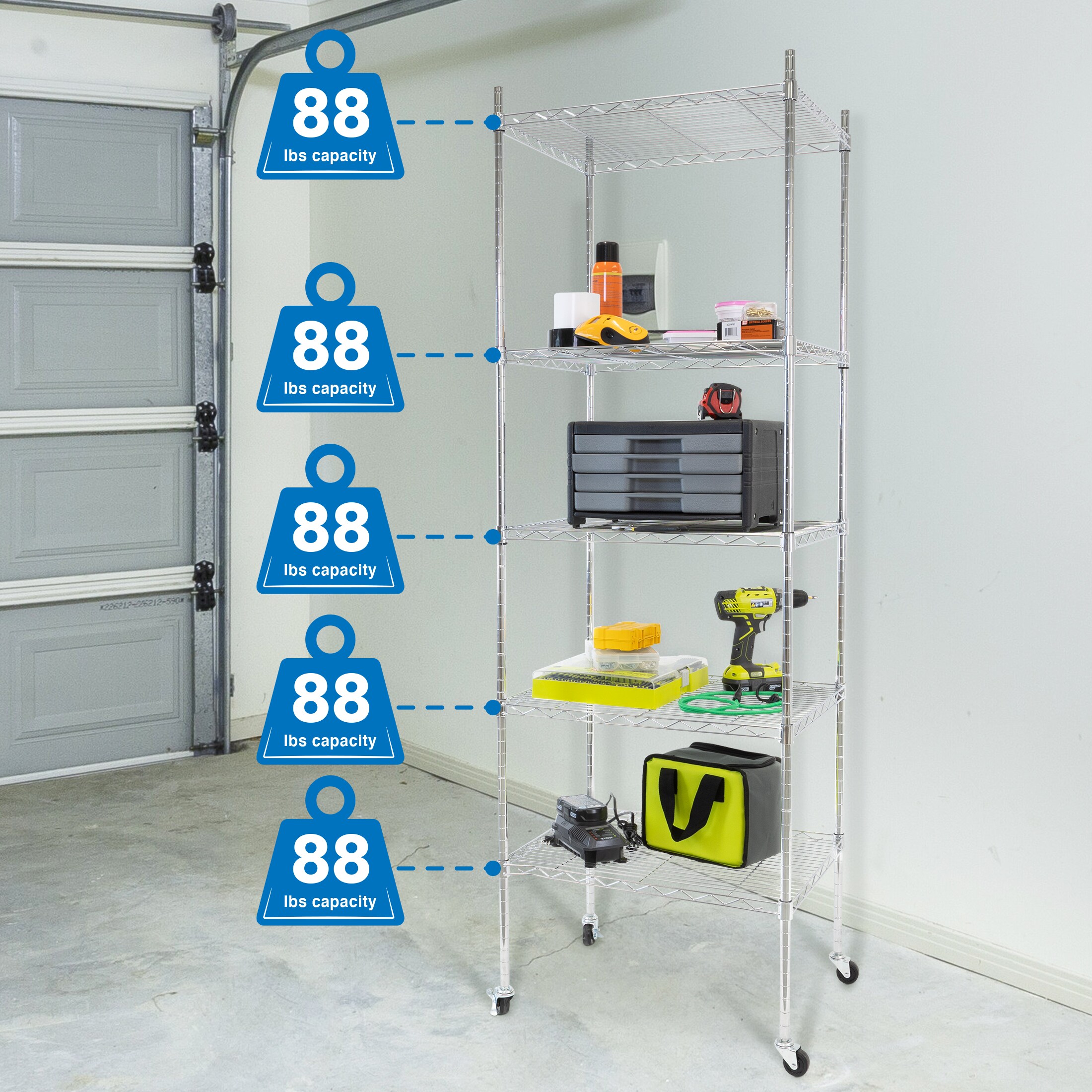 Carretilla de plataforma de servicio pesado de acero plateado de 4 ruedas con capacidad de 440 lbs. MI-7862 de Mount-It!