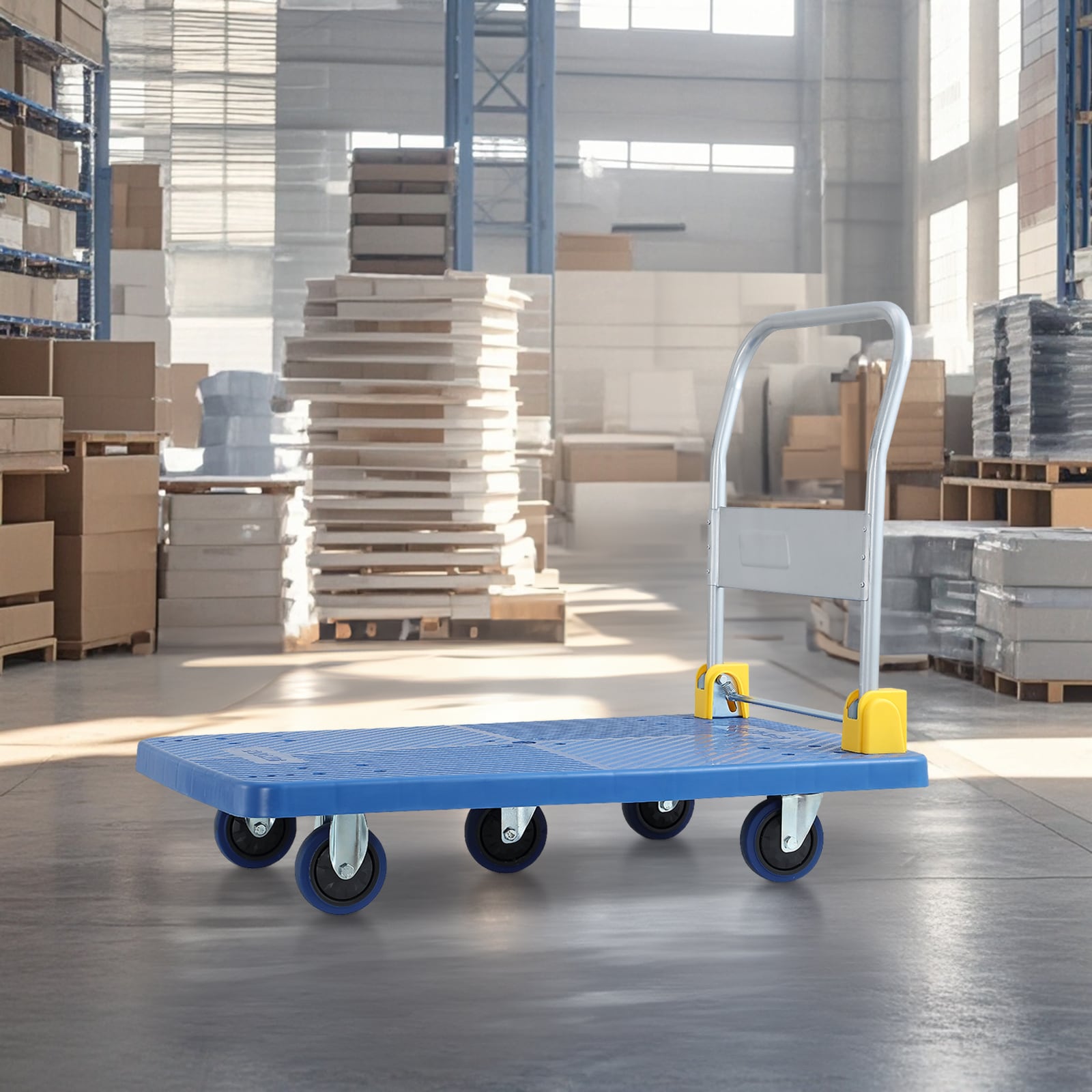 Carretilla de plataforma estándar de acero azul Maocao Hoom 1320 libras de capacidad con 5 ruedas MZH27952