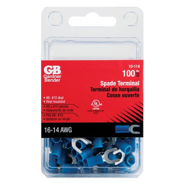 Terminal de horquilla de 8-10 pulgadas, calibre 16-14 AWG, paquete de 100 - 3538154
