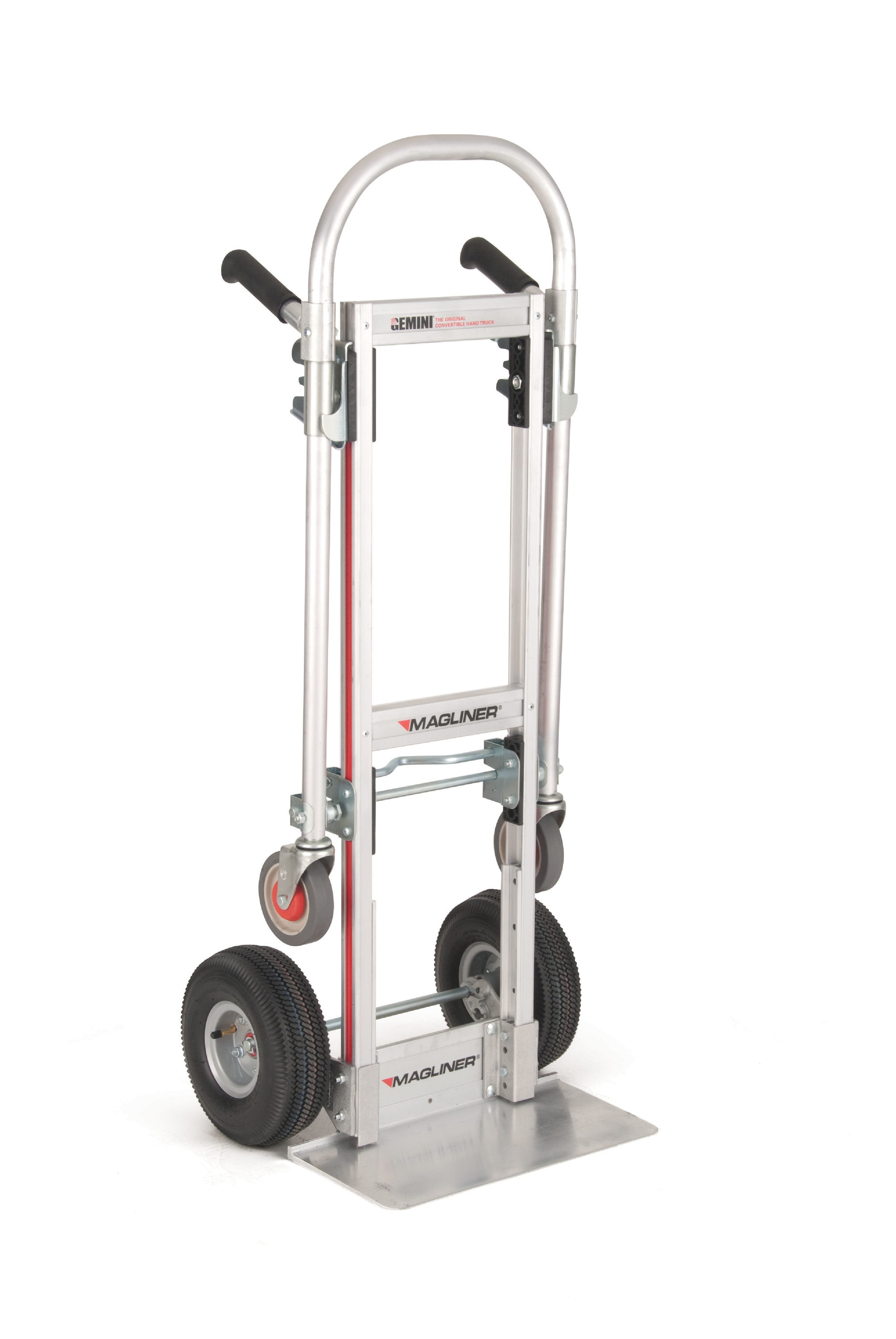 Carretilla de mano convertible de aluminio plateado de 4 ruedas con capacidad de 1000 lbs. Magliner GMK16G15