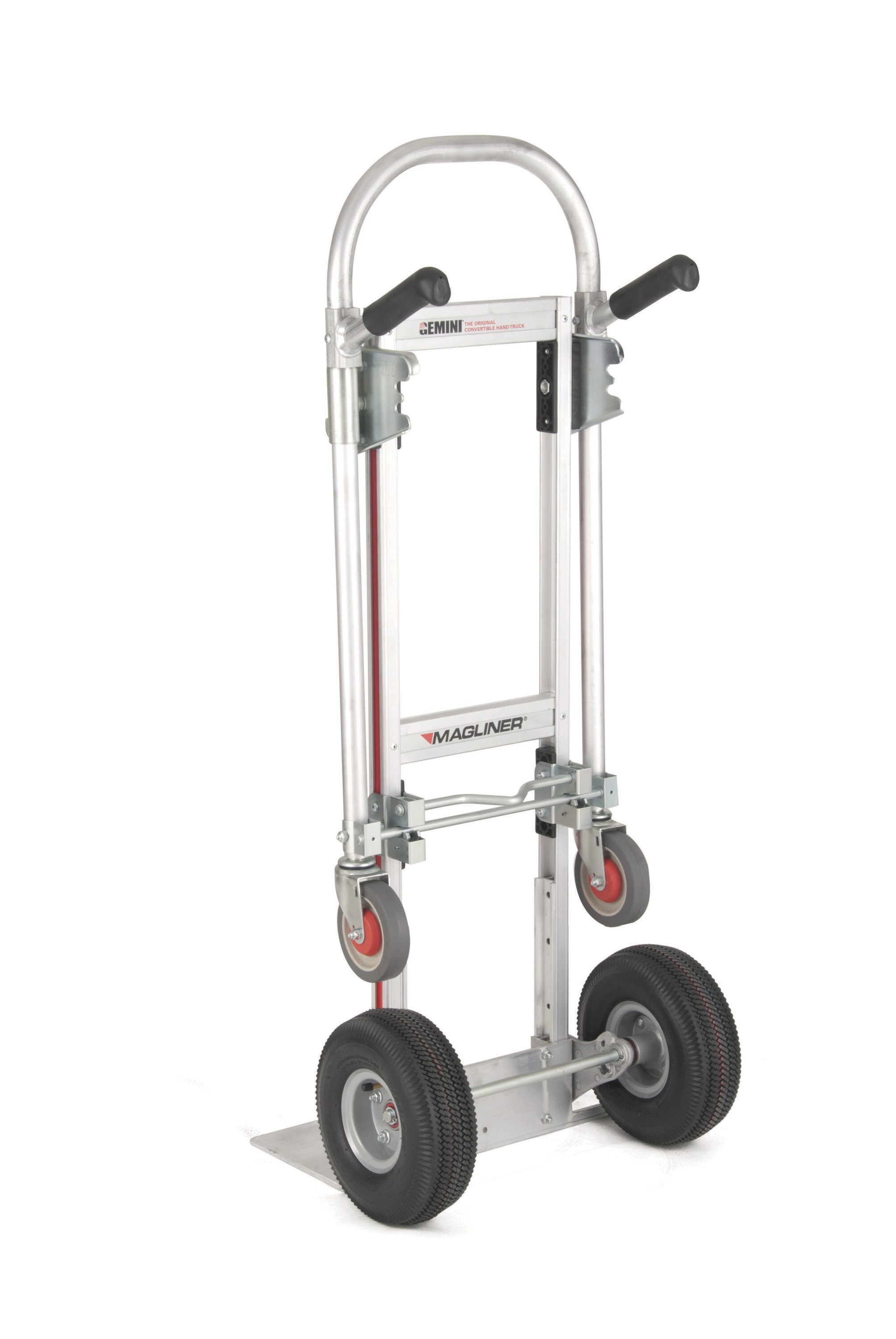 Carretilla de mano convertible de aluminio plateado de 4 ruedas con capacidad de 1000 lbs. Magliner GMK16G15