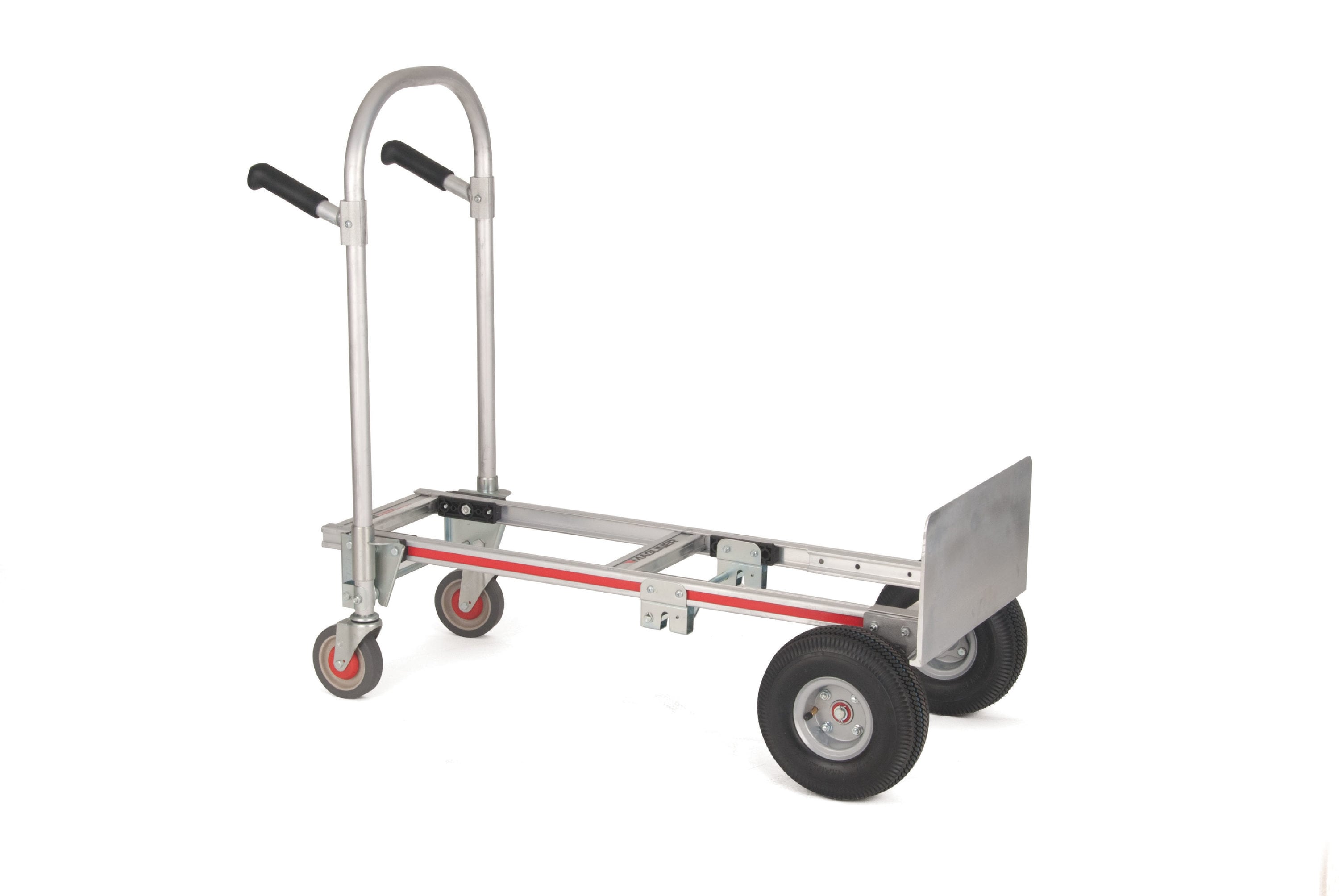 Carretilla de mano convertible de aluminio plateado de 4 ruedas con capacidad de 1000 lbs. Magliner GMK16G15
