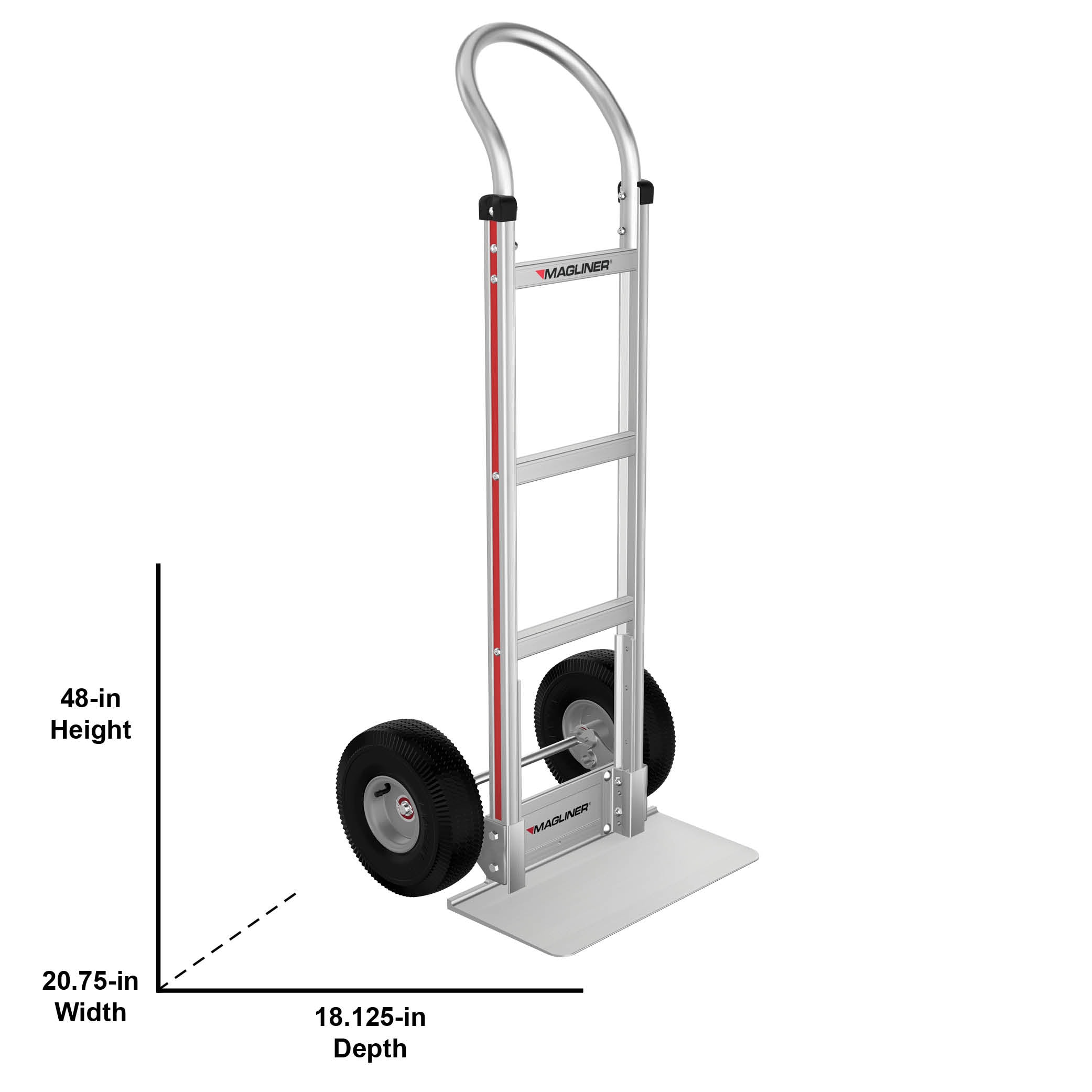 Carretilla de mano estándar de aluminio plateado con capacidad de 500 lb y 2 ruedas Magliner HMK111G15