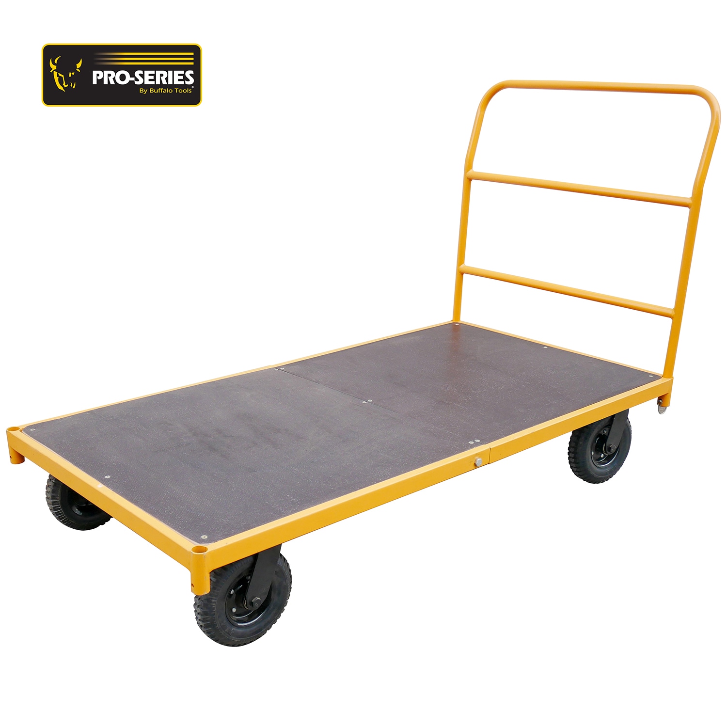 Carretilla de plataforma resistente de acero amarillo de 4 ruedas con capacidad de 750 libras de Buffalo Tools PFCKD5