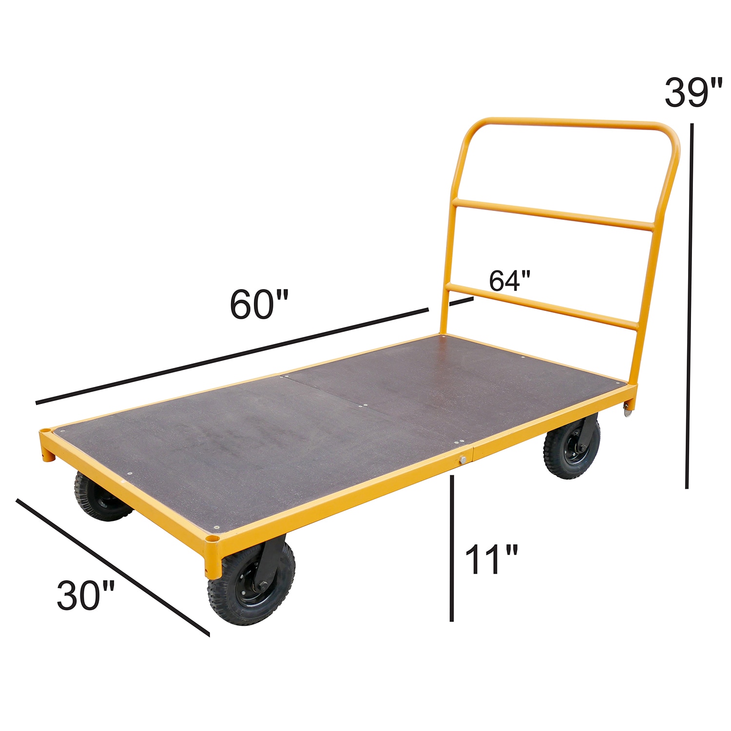 Carretilla de plataforma resistente de acero amarillo de 4 ruedas con capacidad de 750 libras de Buffalo Tools PFCKD5