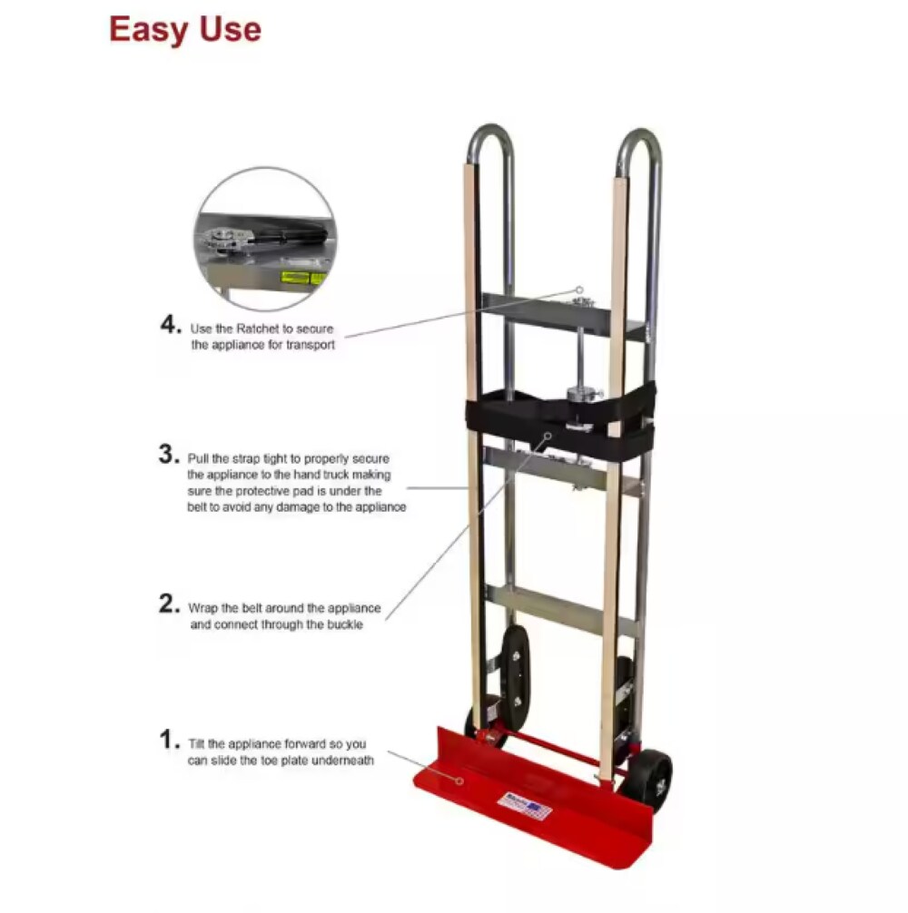 Carretilla de mano para electrodomésticos de aluminio plateado de 2 ruedas con capacidad de 800 lb Milwaukee DC40187