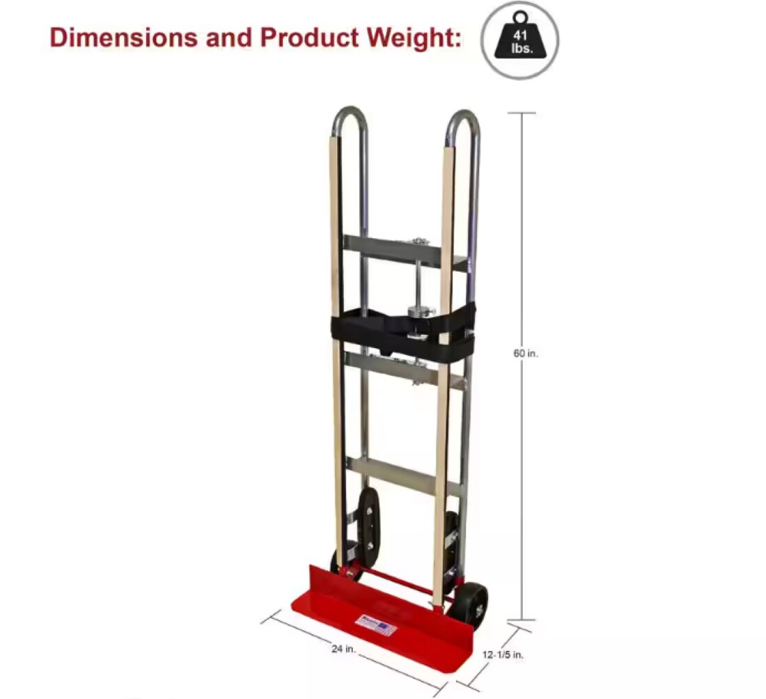 Carretilla de mano para electrodomésticos de aluminio plateado de 2 ruedas con capacidad de 800 lb Milwaukee DC40187
