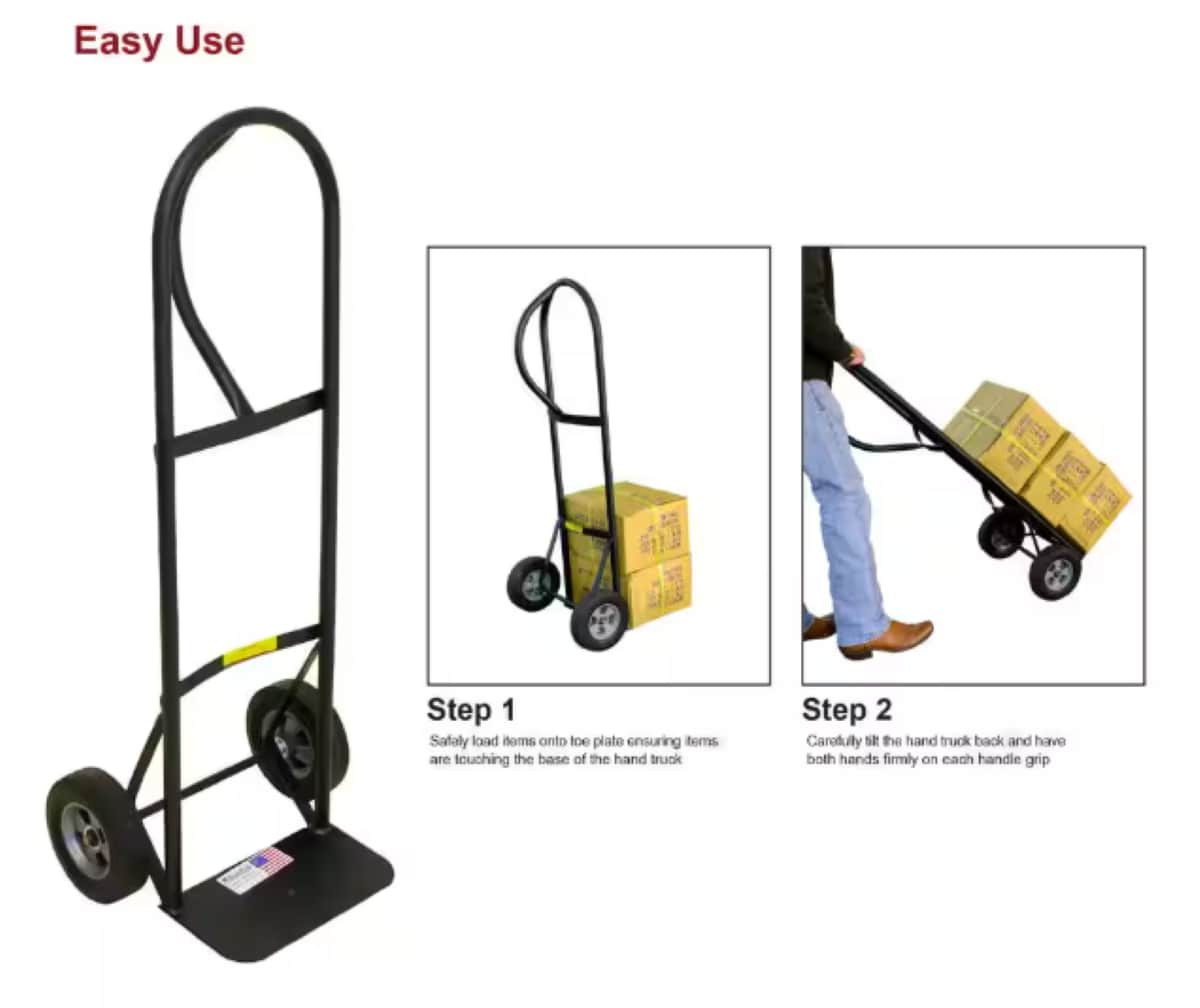 Carretilla estándar de acero negro de 2 ruedas con capacidad de 600 lb de Milwaukee DC30020