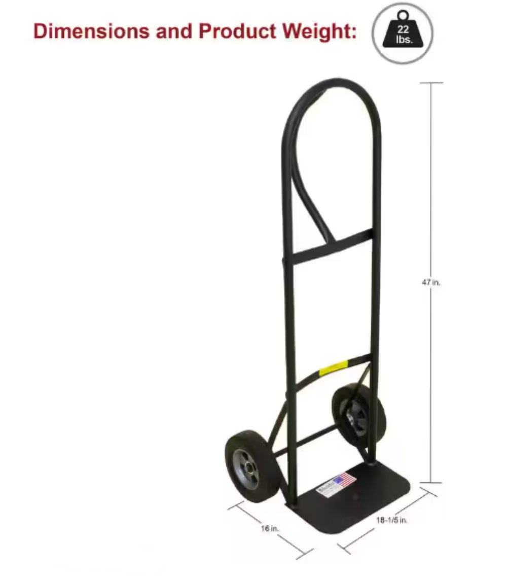 Carretilla estándar de acero negro de 2 ruedas con capacidad de 600 lb de Milwaukee DC30020